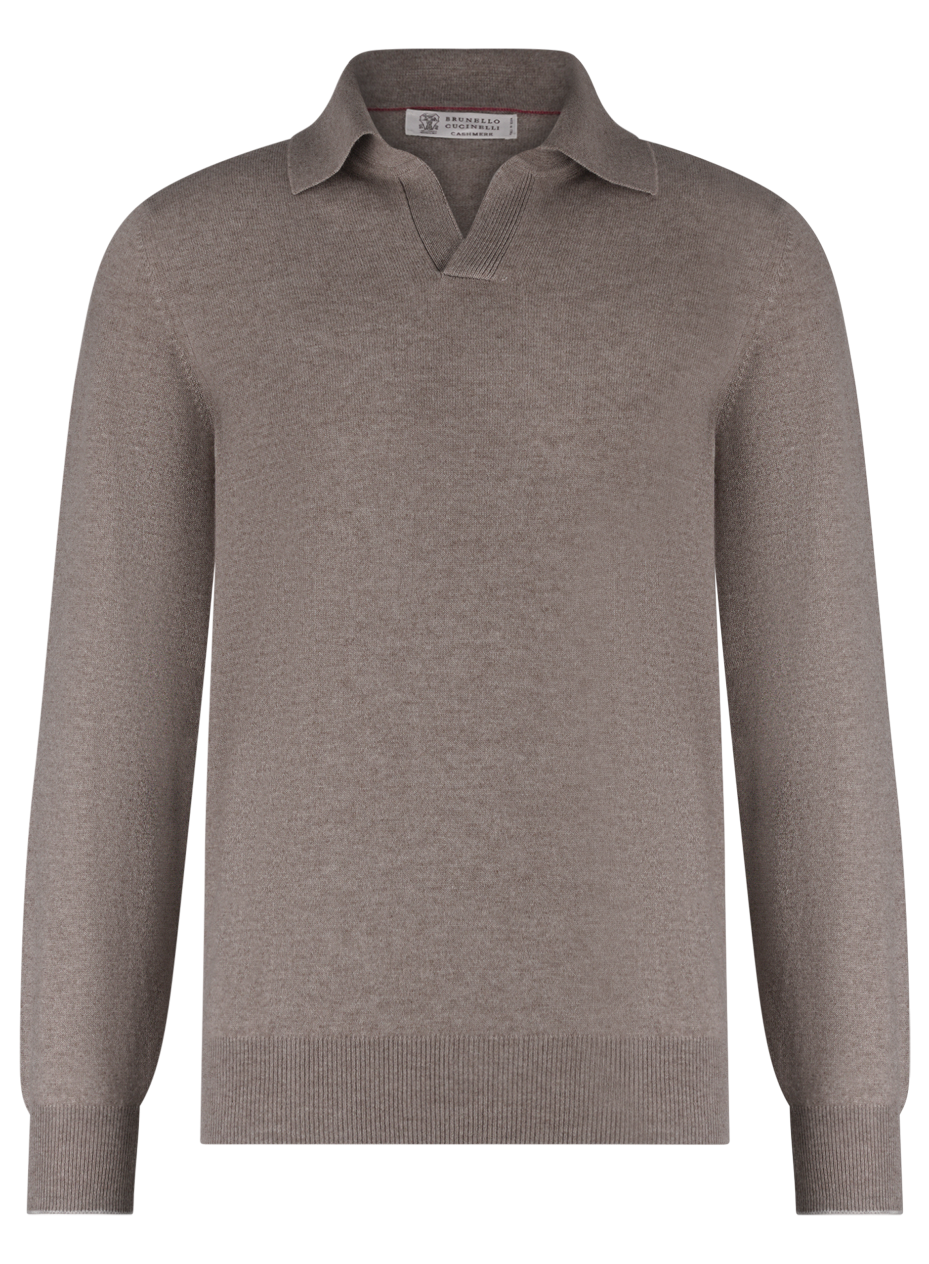 Buttonless polo van cashmere | TAUPE
