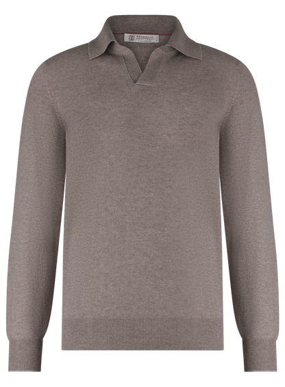 Buttonless polo van cashmere | TAUPE
