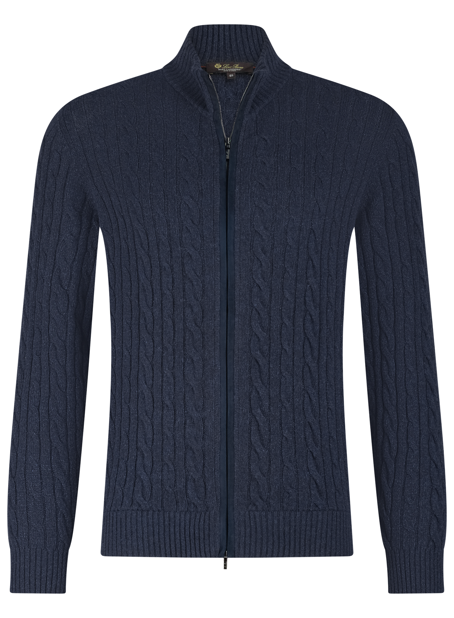 Kabelgebreid ritsvest van cashmere | Blauw