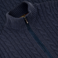Kabelgebreid ritsvest van cashmere | FULL_WIDTH | Blauw