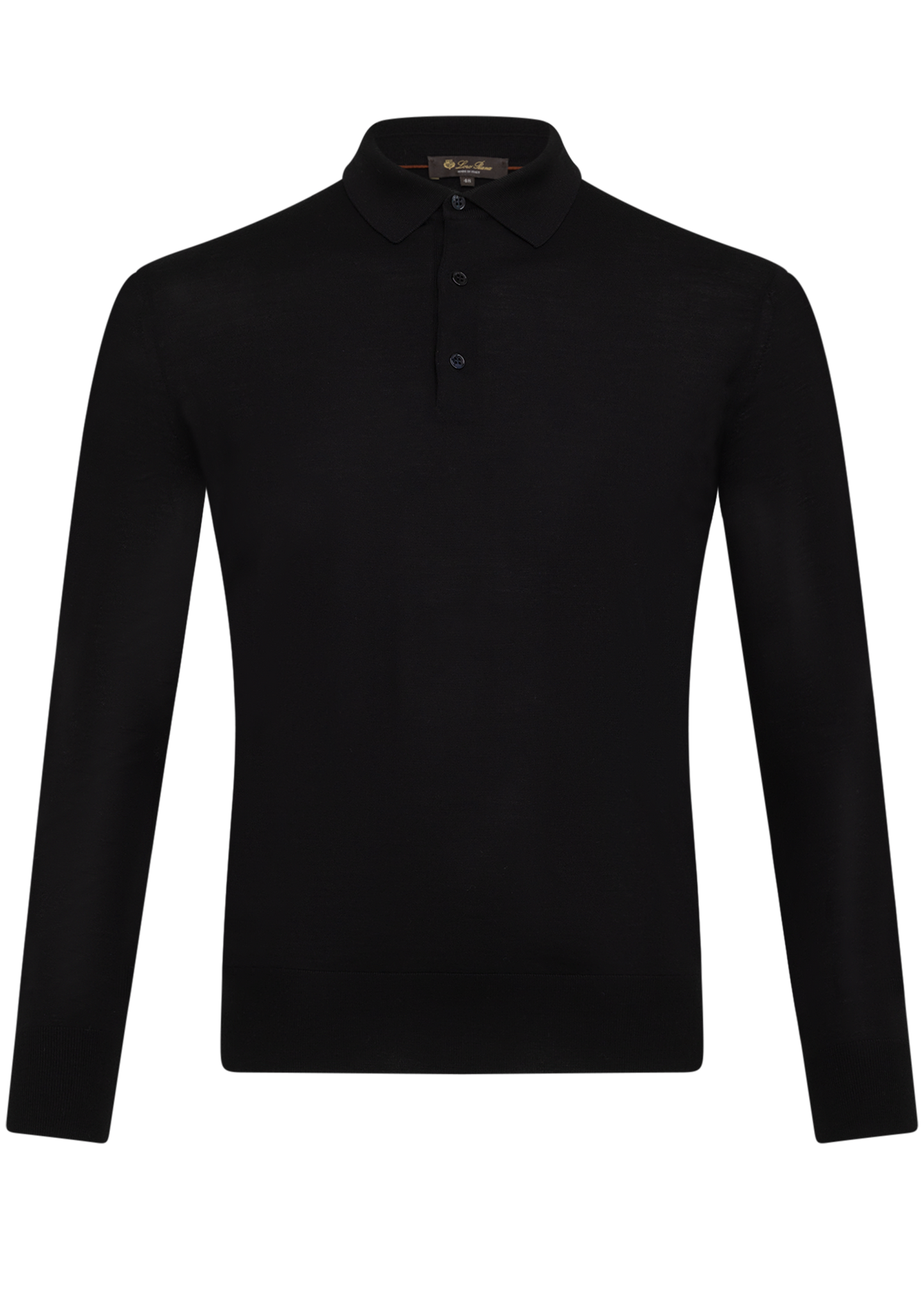 Poloshirt met lange mouwen van cashmere | Zwart
