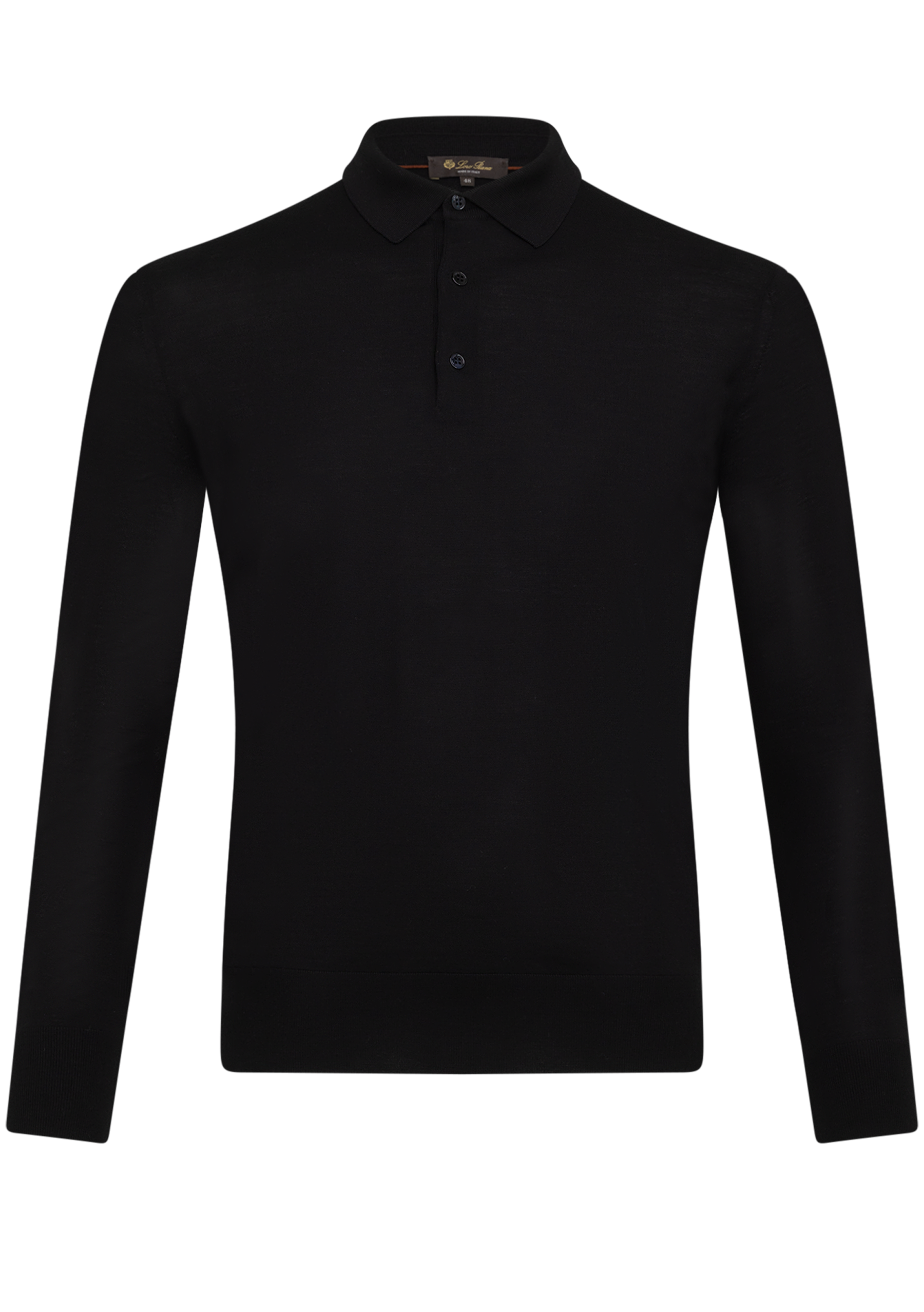 Poloshirt met lange mouwen van cashmere | Zwart