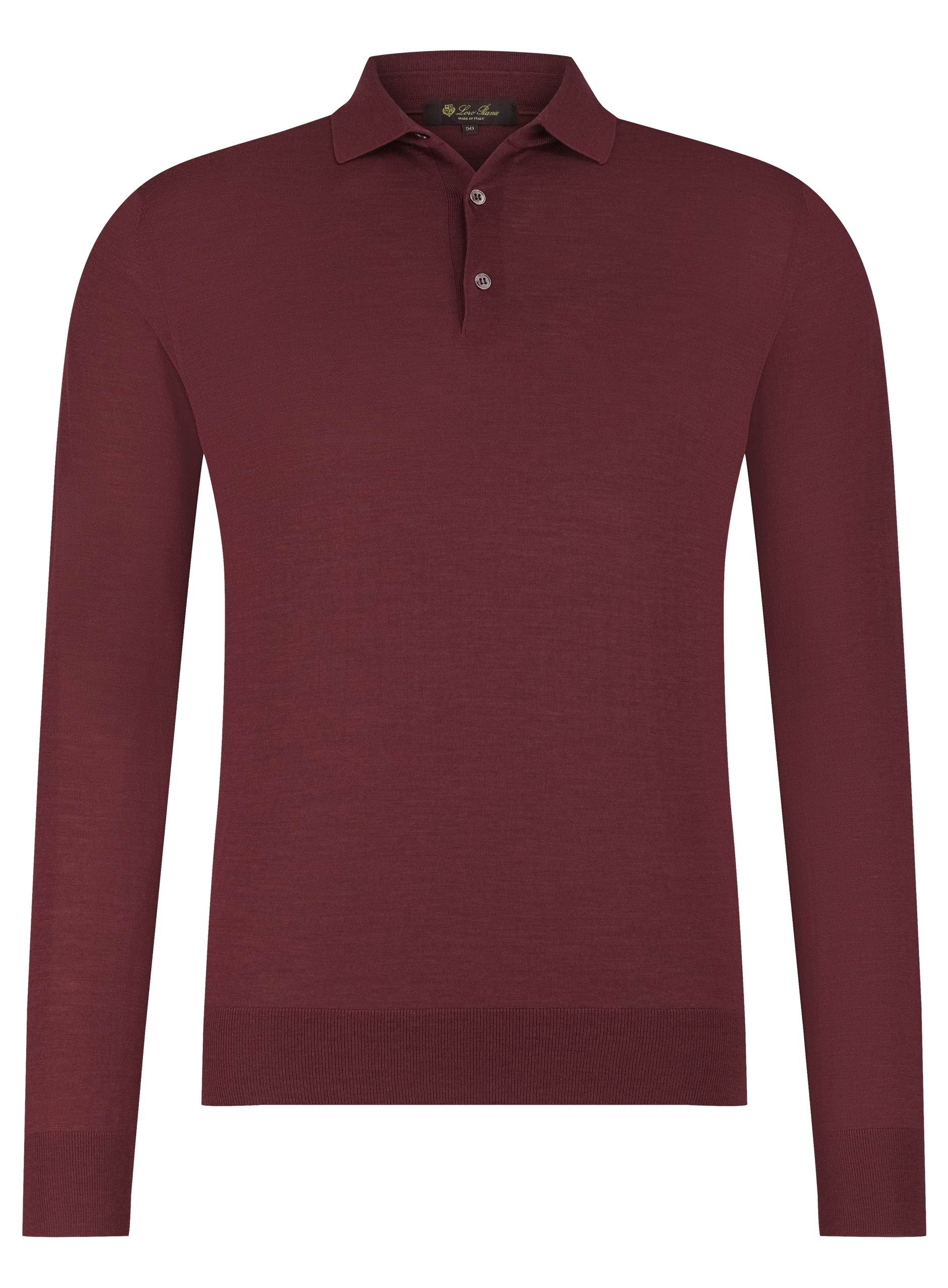 Poloshirt met lange mouwen van cashmere | DARK BORDEAUX