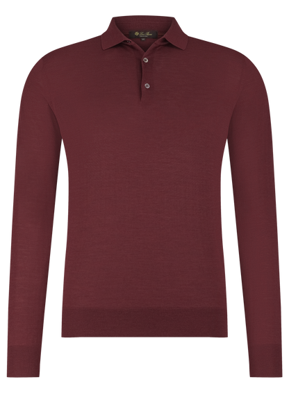 Poloshirt met lange mouwen van cashmere | DARK BORDEAUX