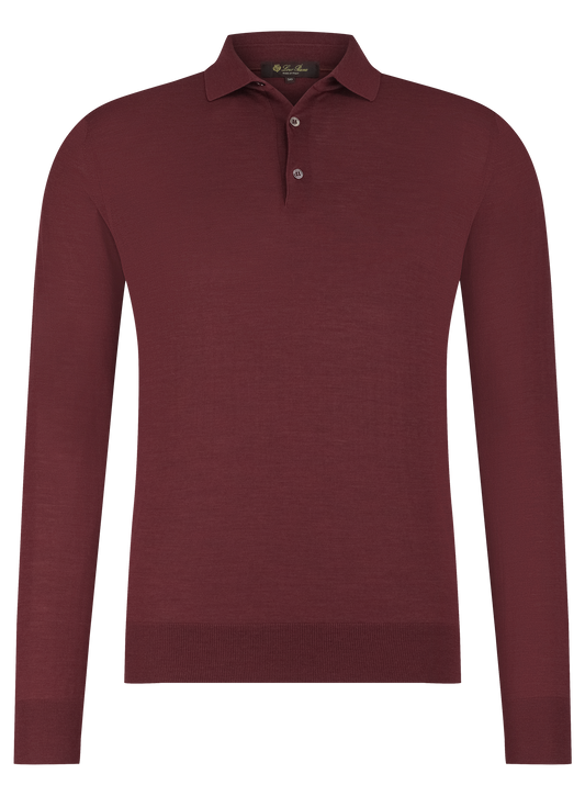 Poloshirt met lange mouwen van cashmere | DARK BORDEAUX