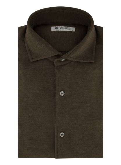 Shirt van cashmere en zijde | Bruin
