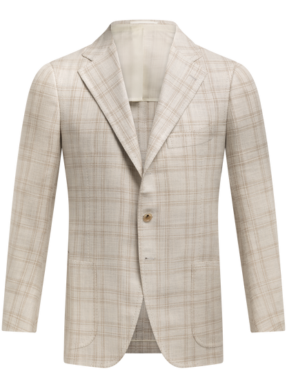 Handgemaakt geruit jasje | Beige