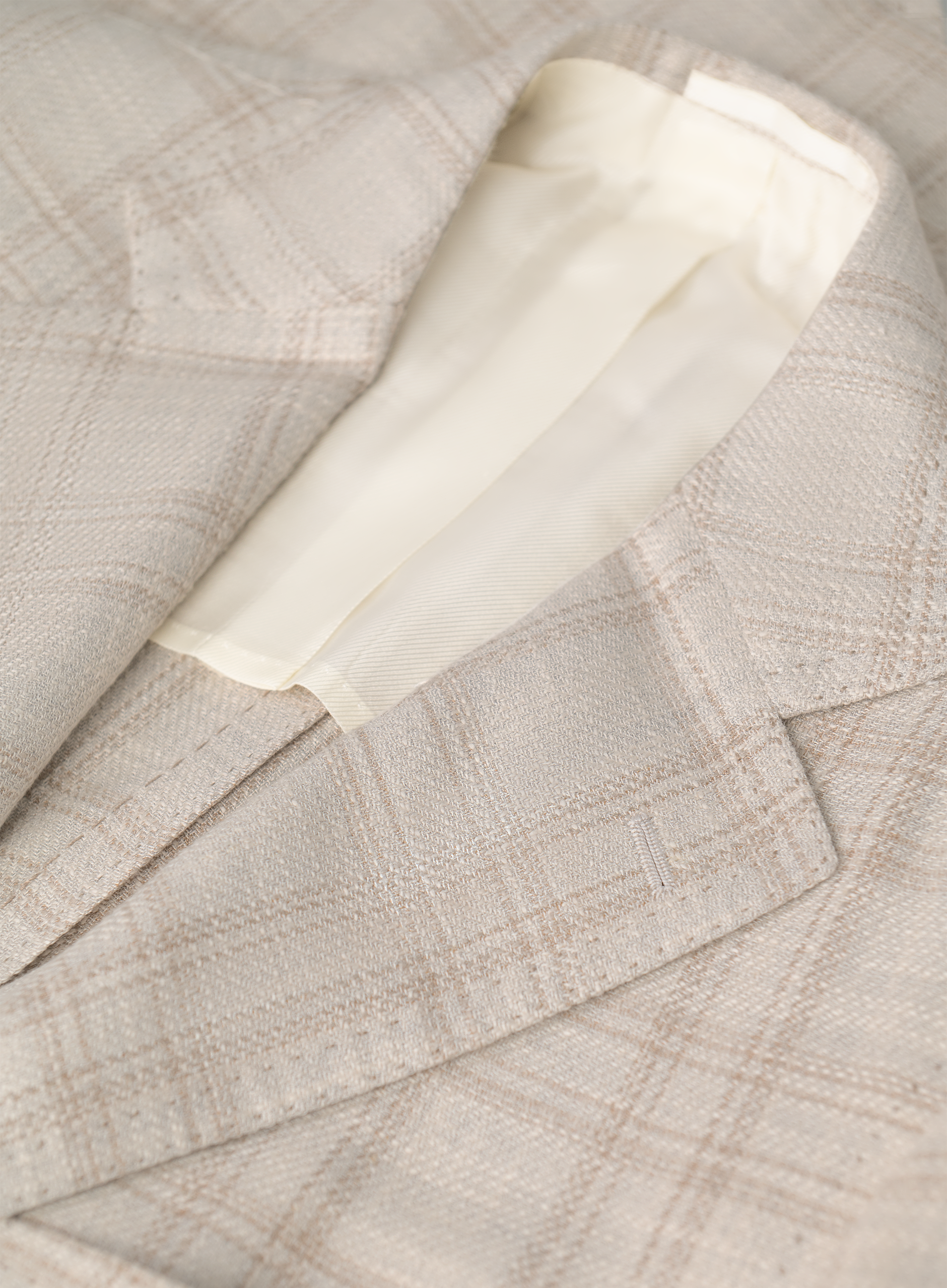 Handgemaakt geruit jasje | Beige