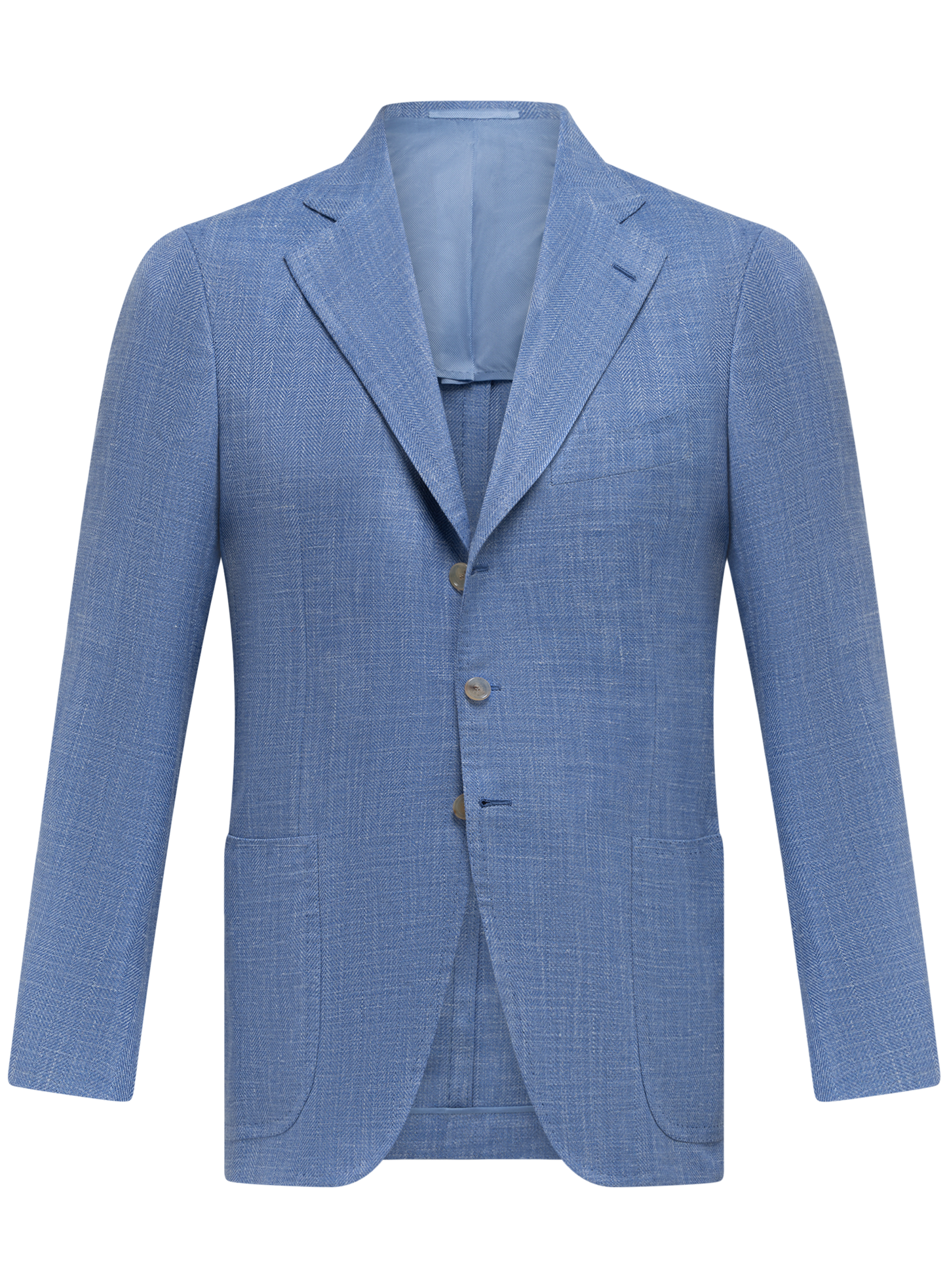 Handgemaakt jasje van scheerwol, zijde en linnen | FULL_WIDTH | Blauw