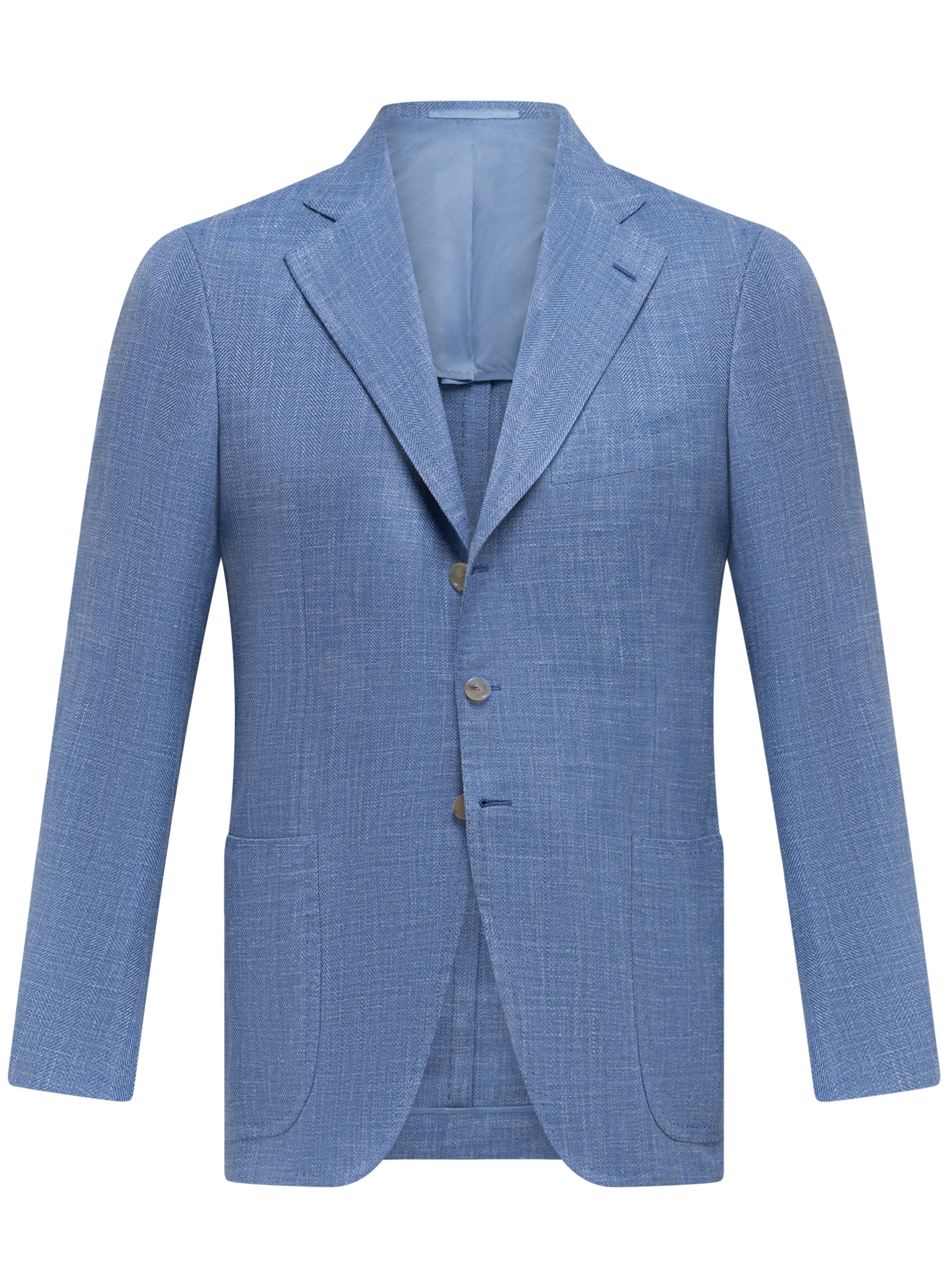 Handgemaakt jasje van scheerwol, zijde en linnen | FULL_WIDTH | Blauw