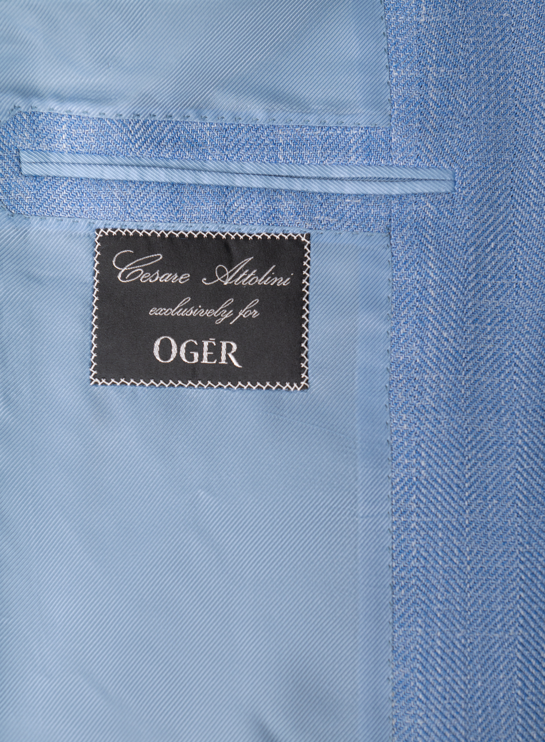 Handgemaakt jasje van scheerwol, zijde en linnen | FULL_WIDTH | Blauw