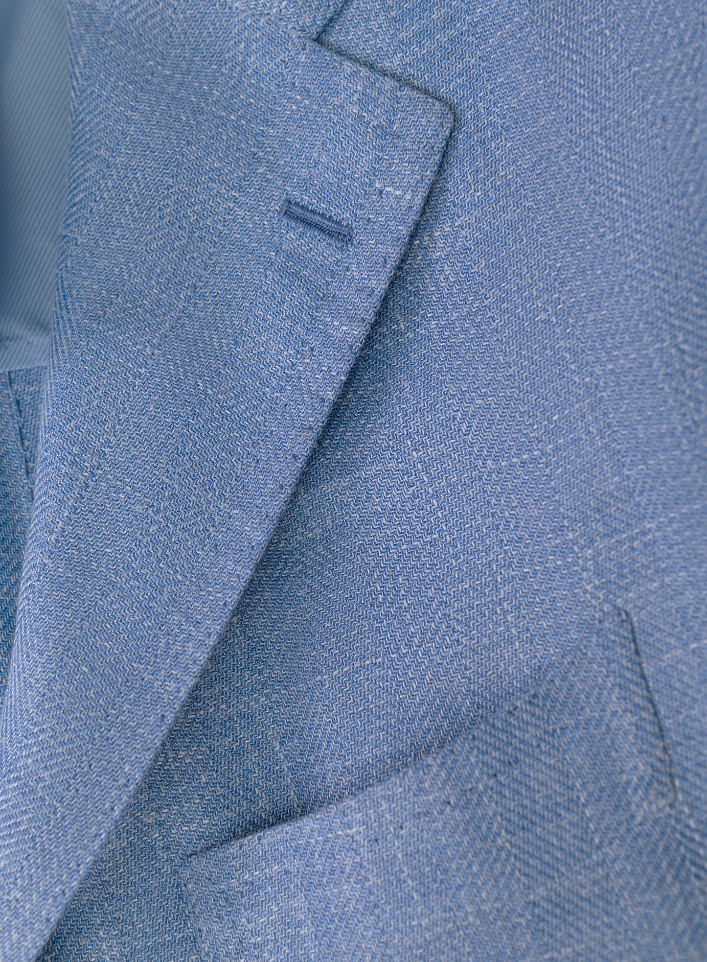 Handgemaakt jasje van scheerwol, zijde en linnen | FULL_WIDTH | Blauw