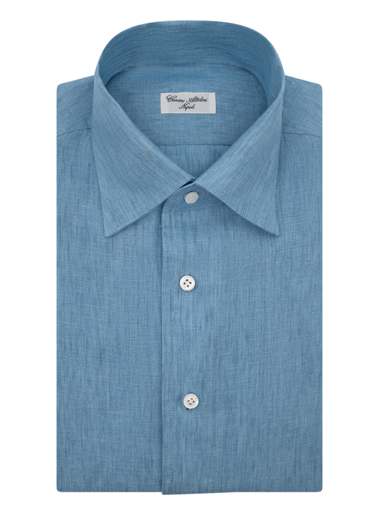 Denim linnen shirt | FULL_WIDTH | Turqoise