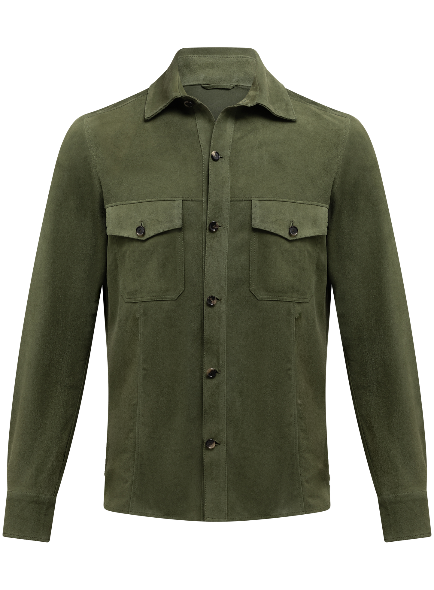 Handgemaakte overshirt van suède | Groen