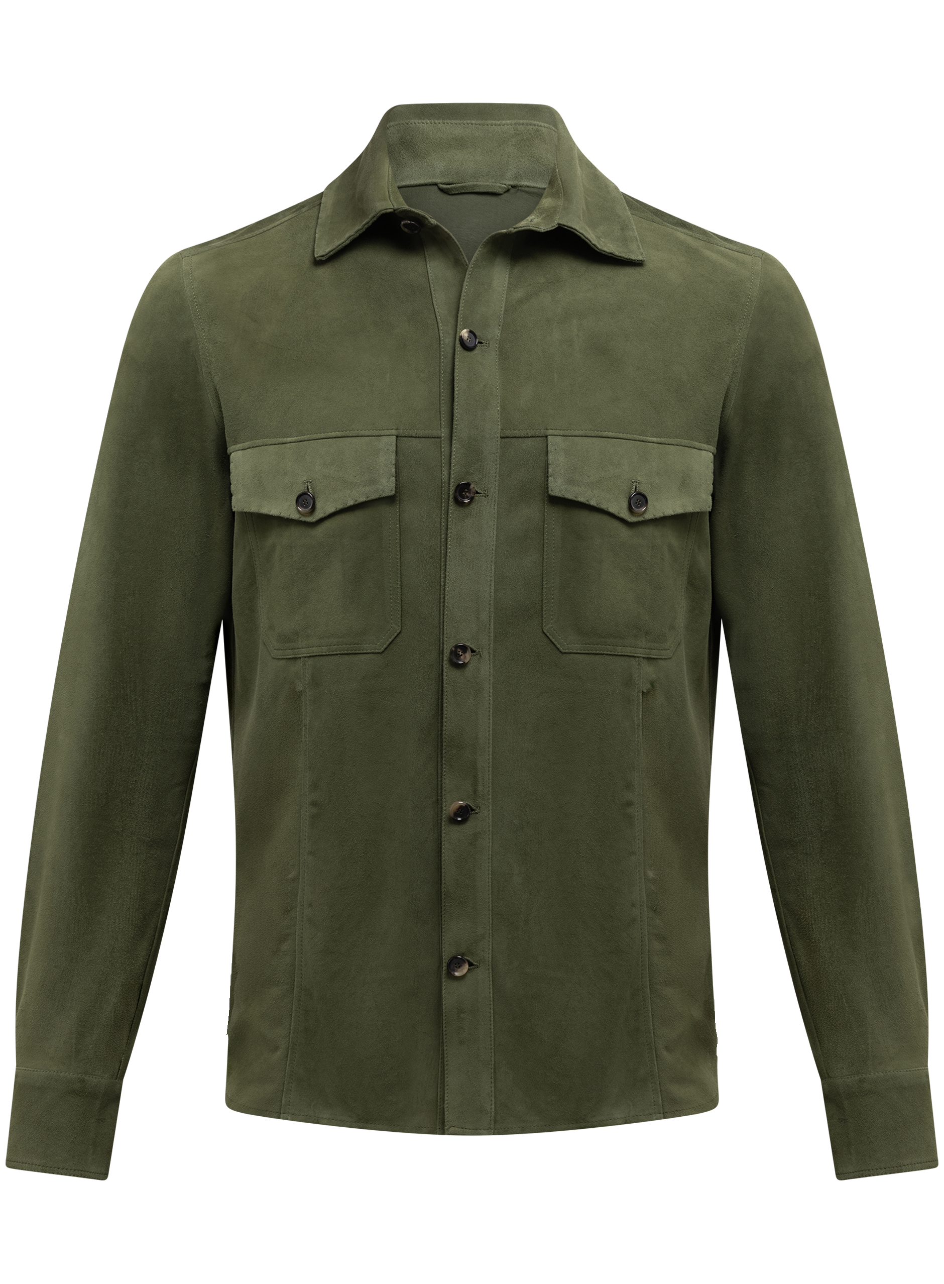 Handgemaakte overshirt van suède | Groen