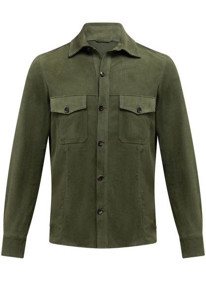 Handgemaakte overshirt van suède | Groen