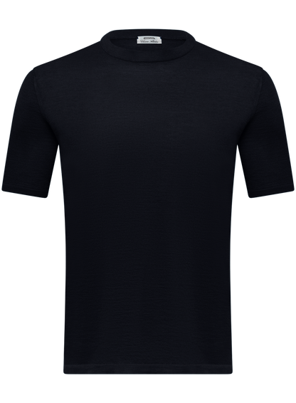 Cashmere-zijde T-shirt | BLUE NAVY