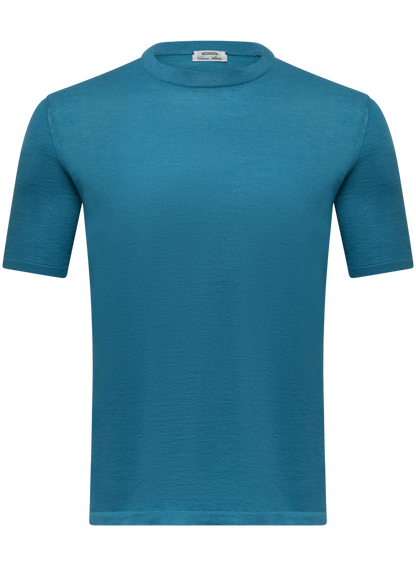 T-shirt van cashmere en zijde | Turqoise