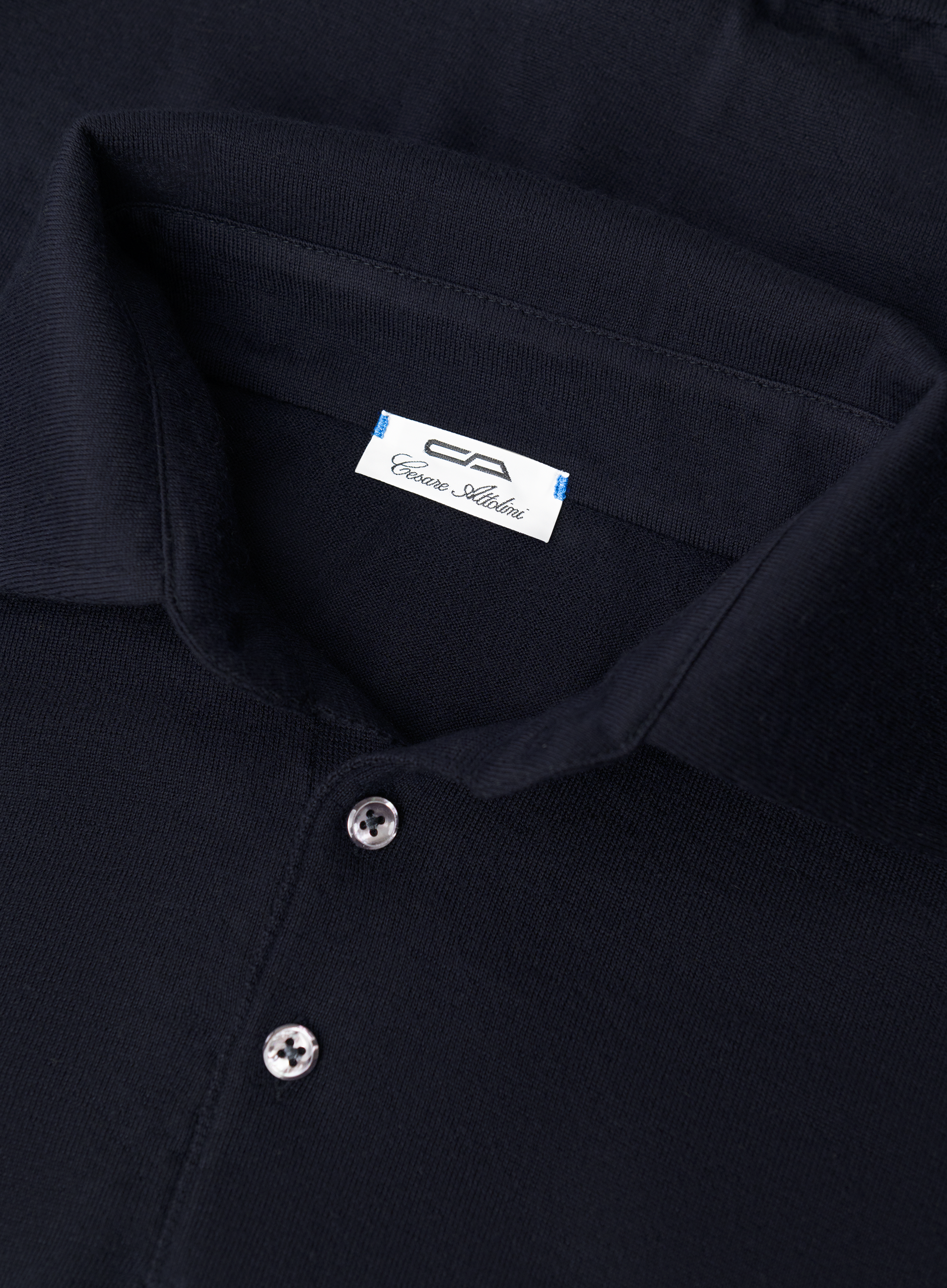 Cashmere-zijde polo | BLUE NAVY