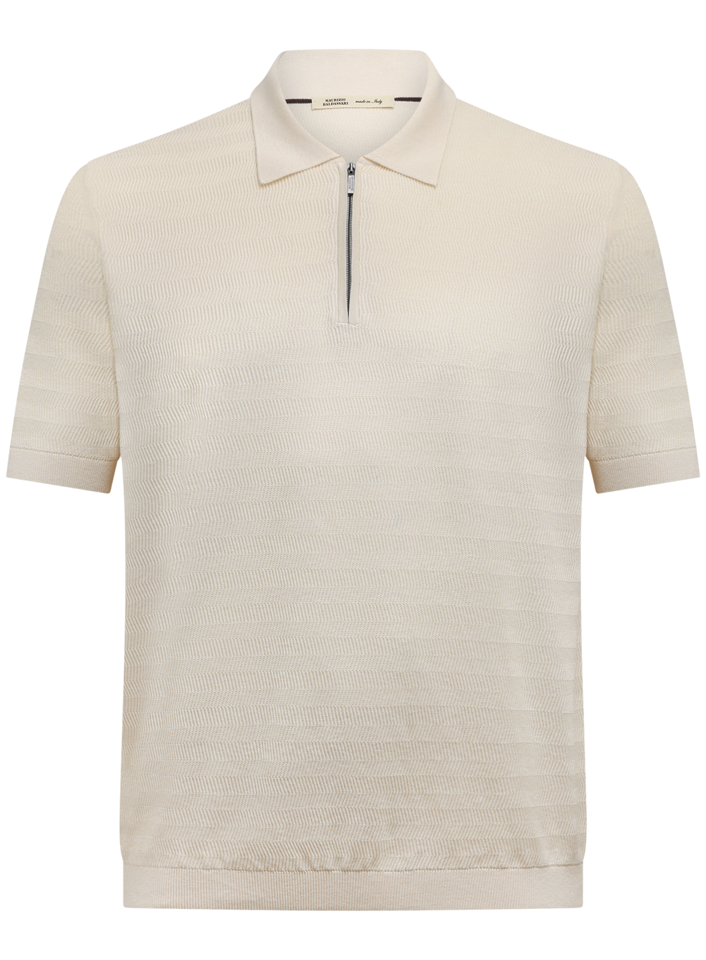 Half-zip polo van zijde en katoen | Wit