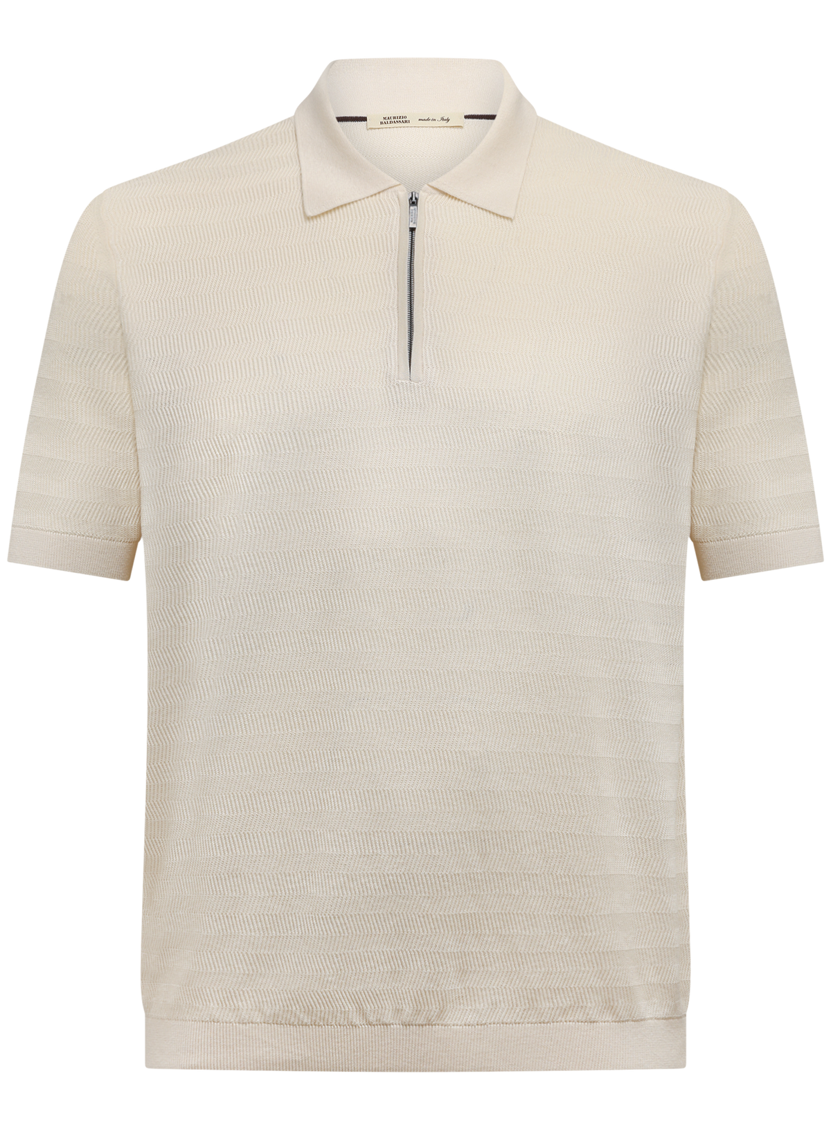 Half-zip polo van zijde en katoen | Wit