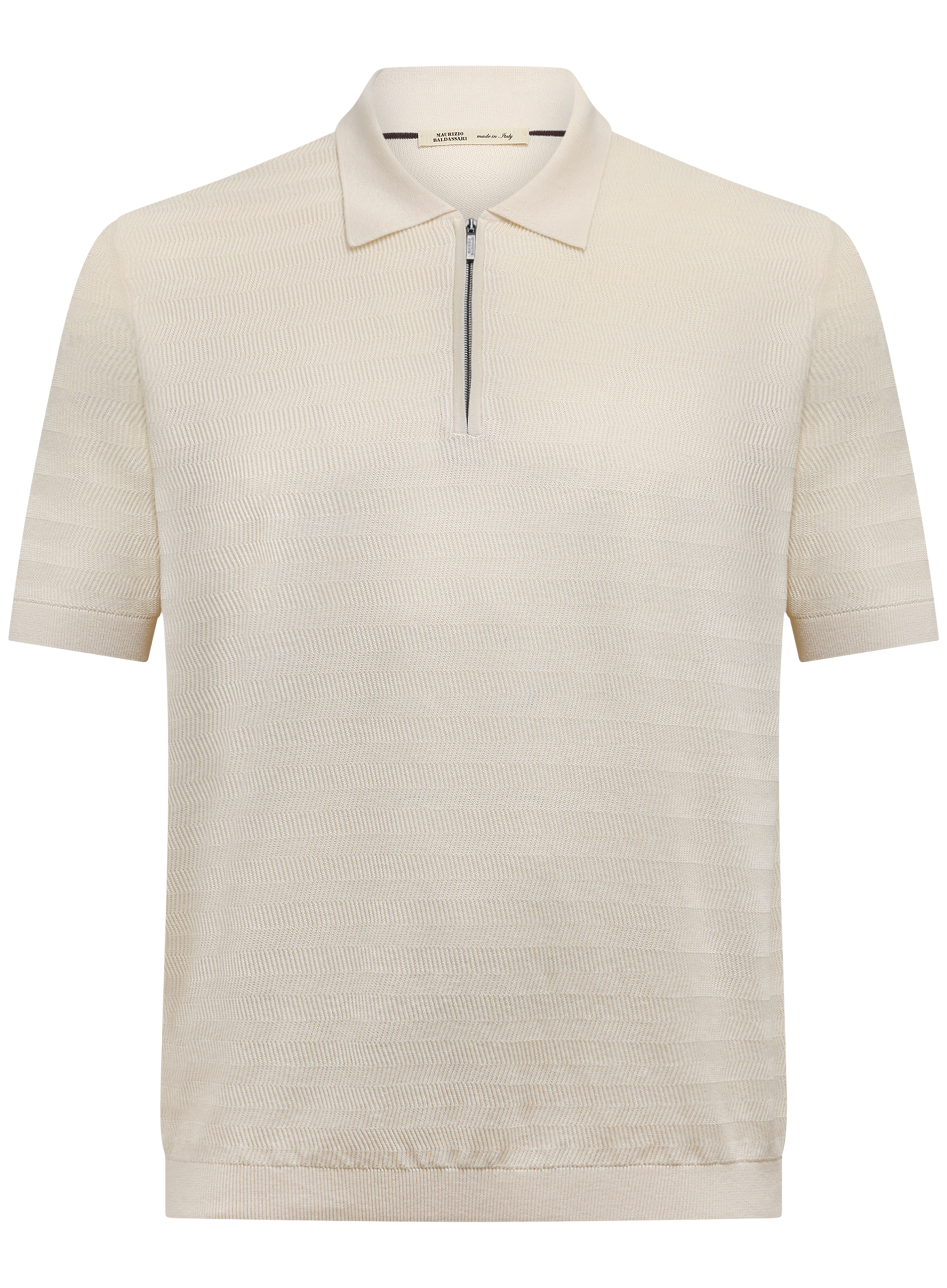 Half-zip polo van zijde en katoen | Wit