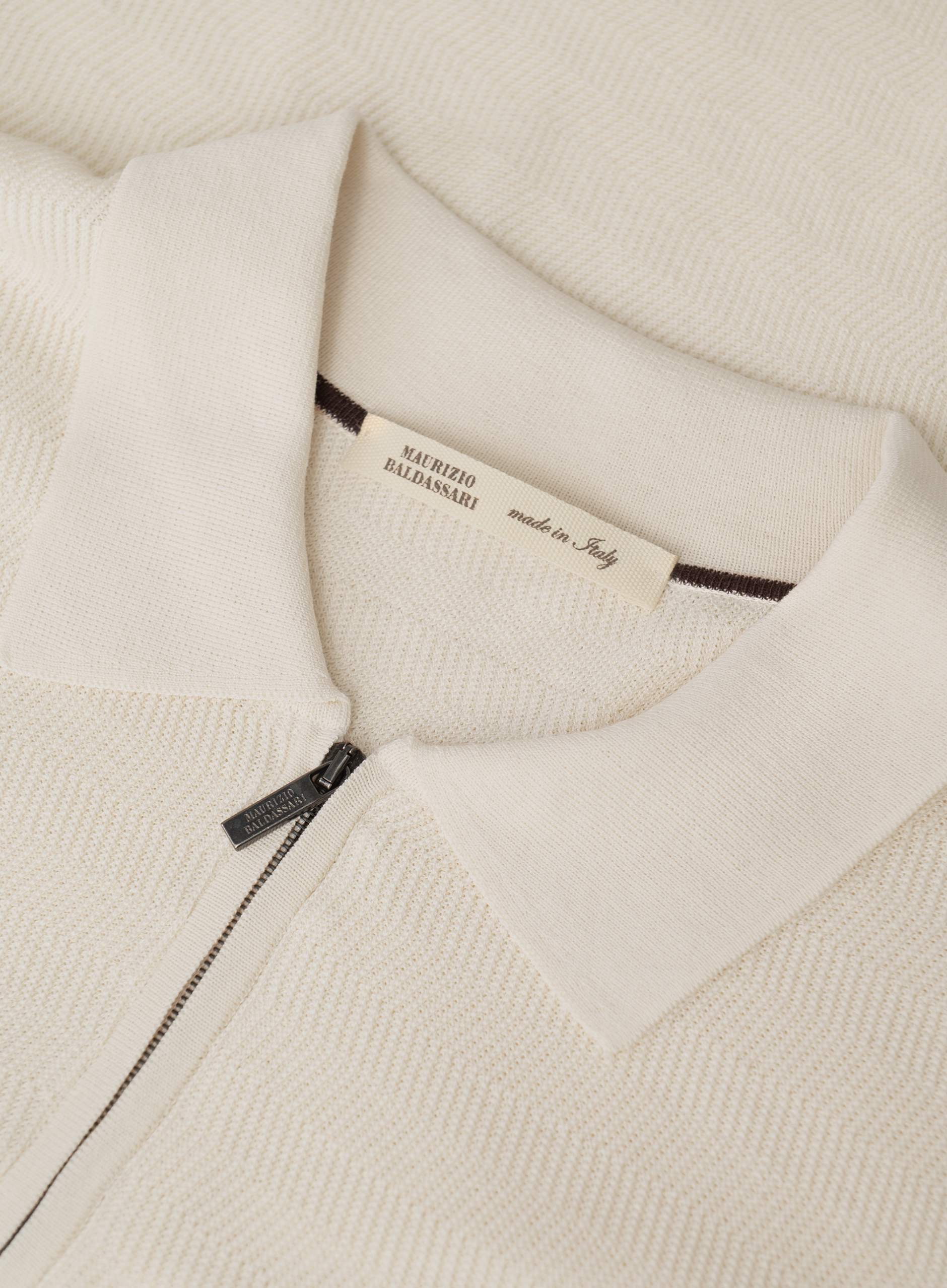 Half-zip polo van zijde en katoen | FULL_WIDTH | Wit