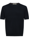 T-shirt van zijde en katoen | BLUE NAVY