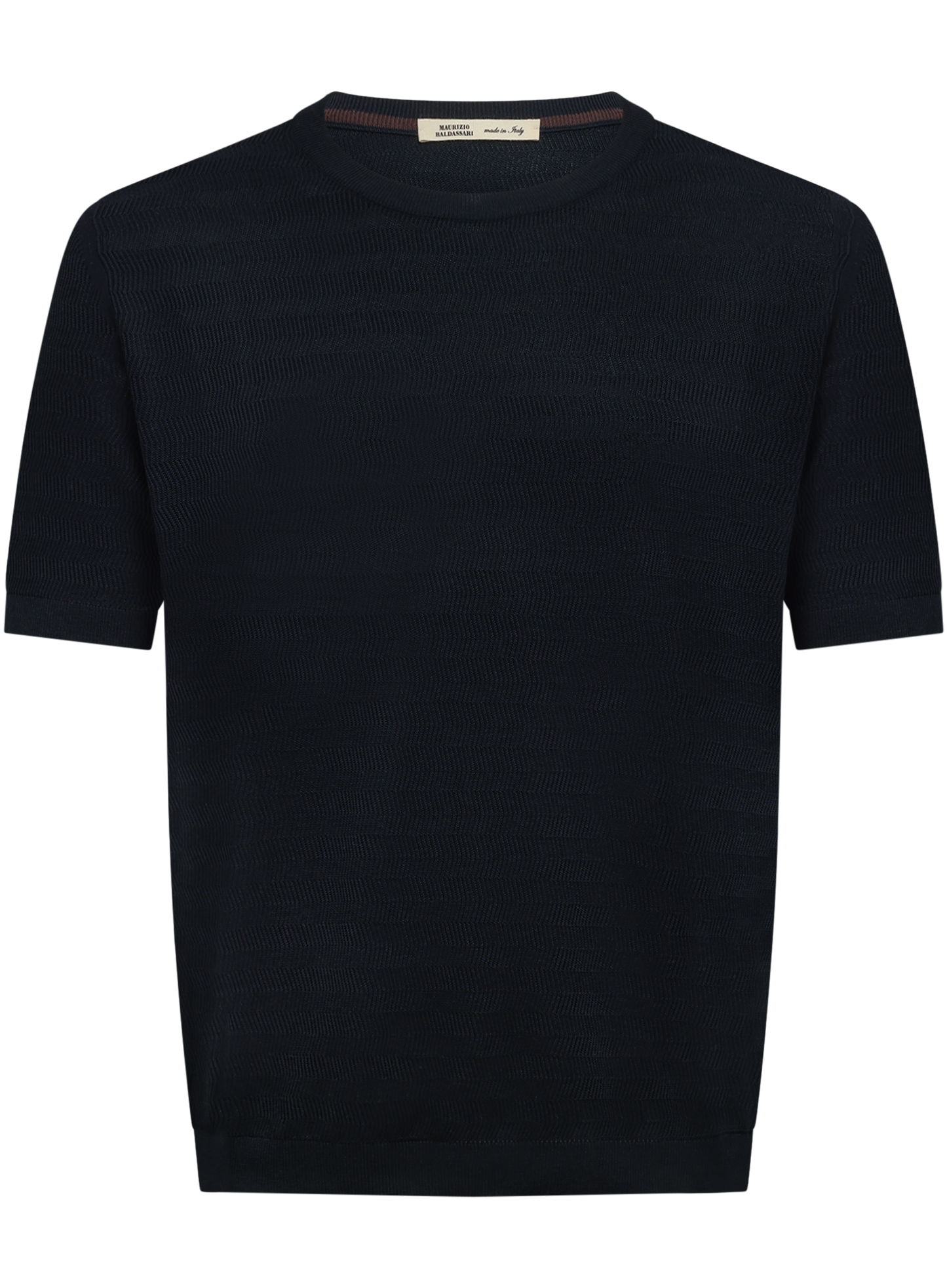 T-shirt van zijde en katoen | BLUE NAVY