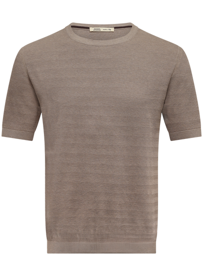 T-shirt van zijde en katoen | Beige