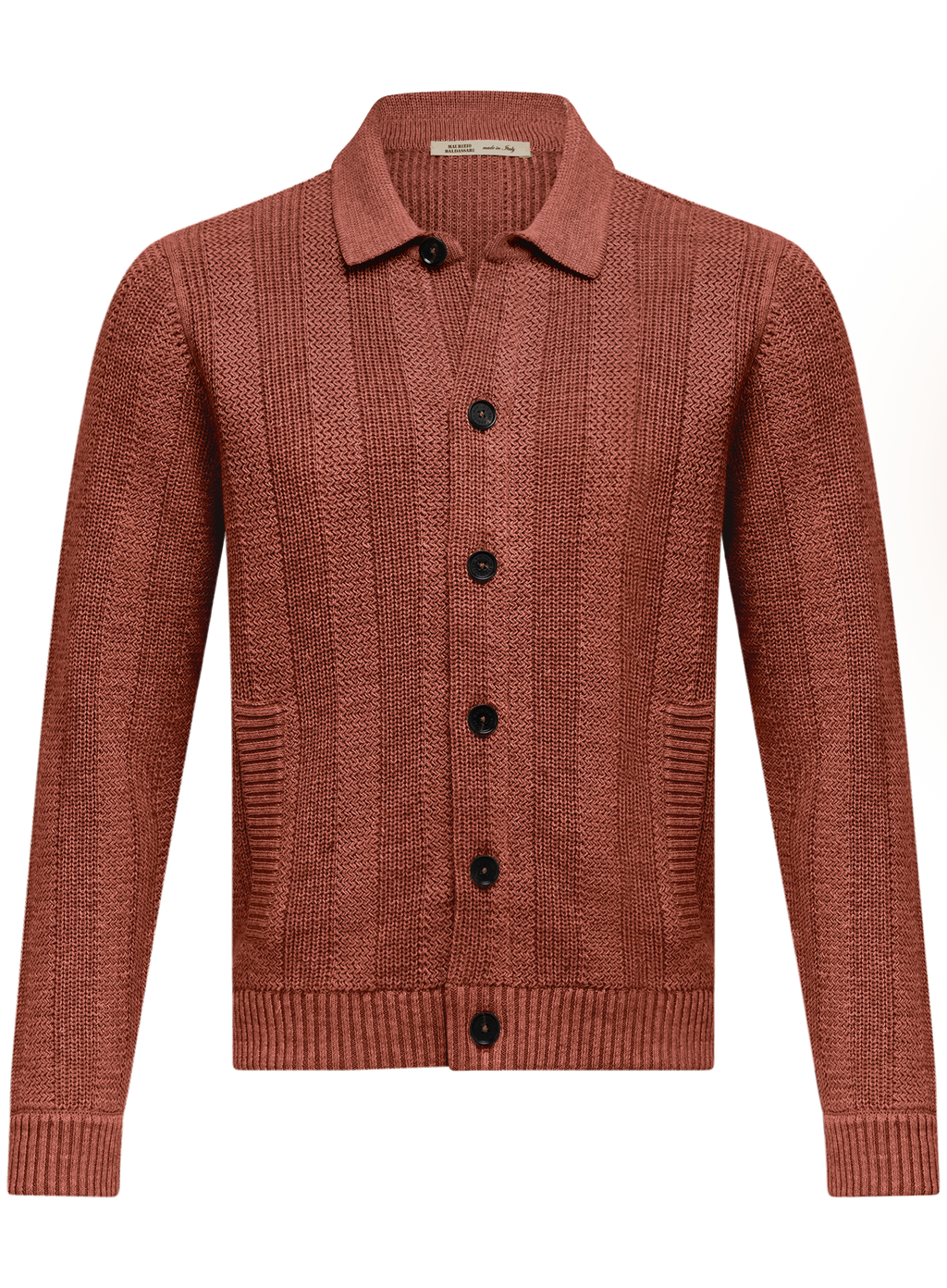 Gebreid knoopvest van merinowol | Roest