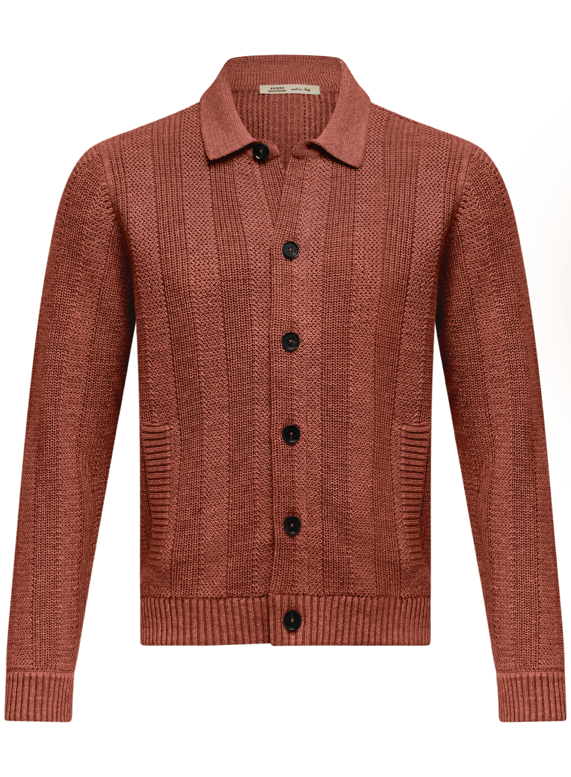 Gebreid knoopvest van merinowol | Roest