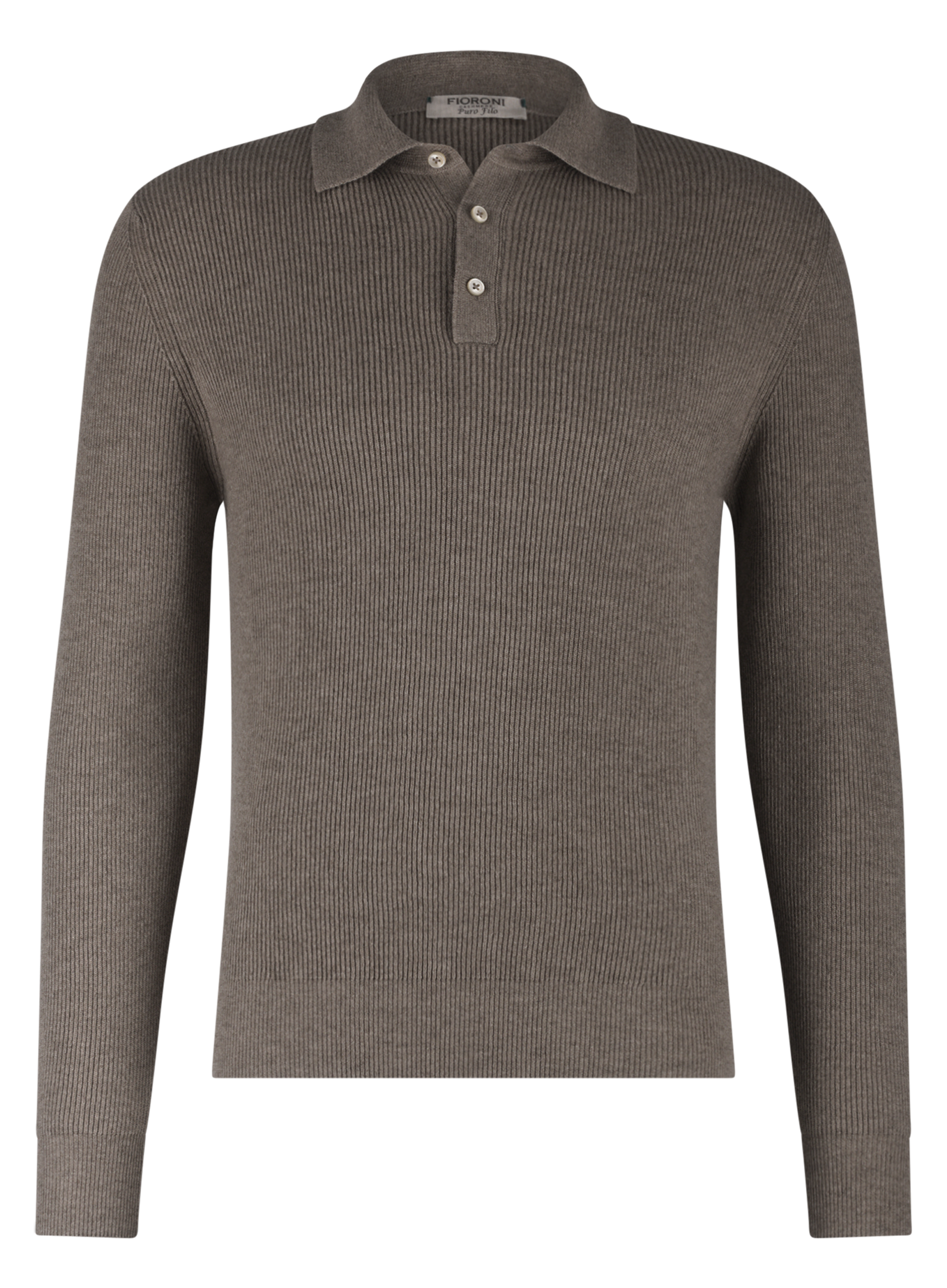 Geribde polo van cashmere | TAUPE