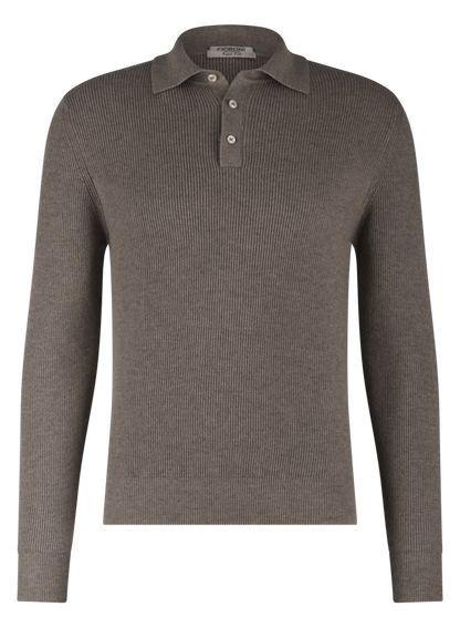 Geribde polo van cashmere | TAUPE