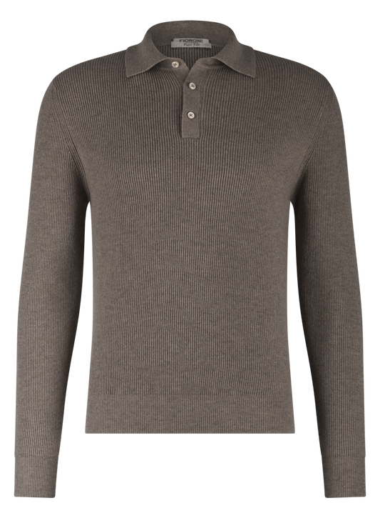Geribde polo van cashmere | TAUPE