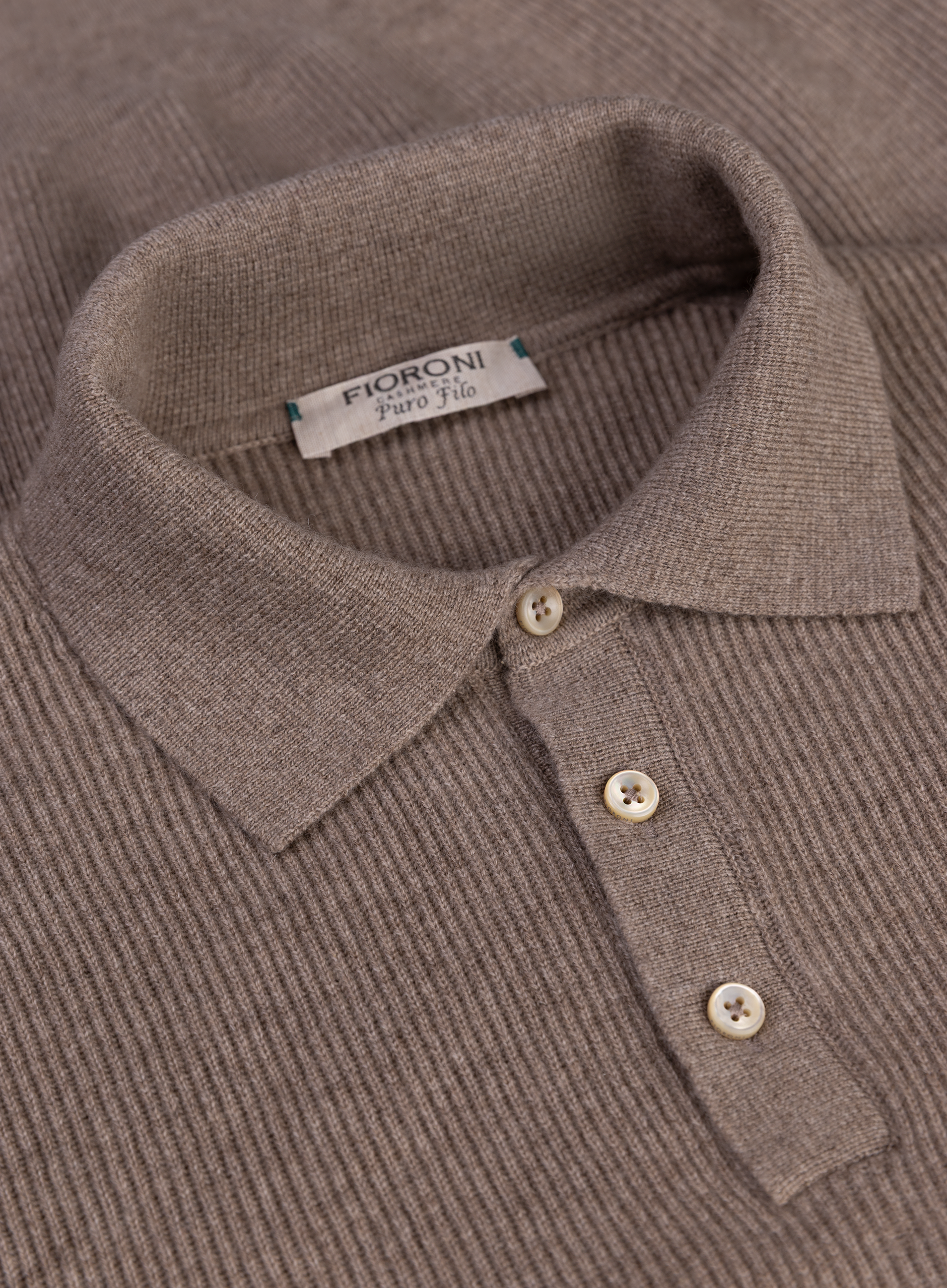 Geribde polo van cashmere | FULL_WIDTH | TAUPE