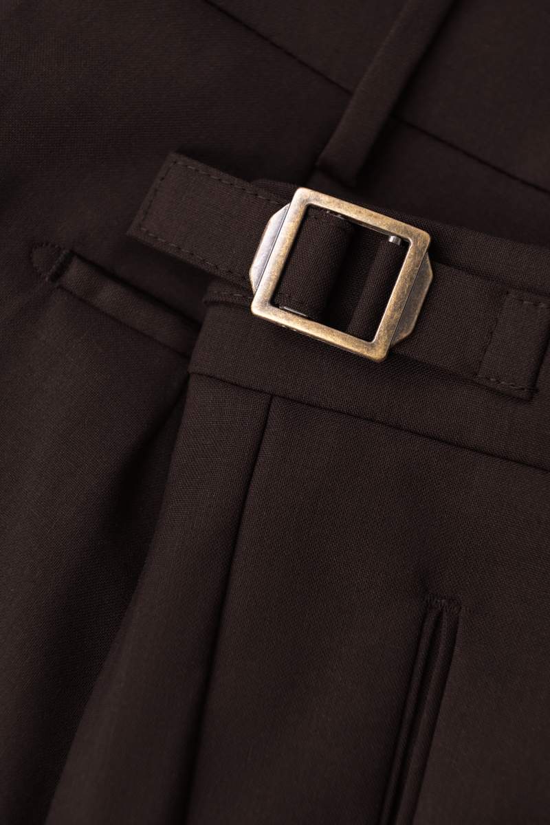 Bandplooi pantalon van scheerwol met zijspanners | FULL_WIDTH | D.Bruin