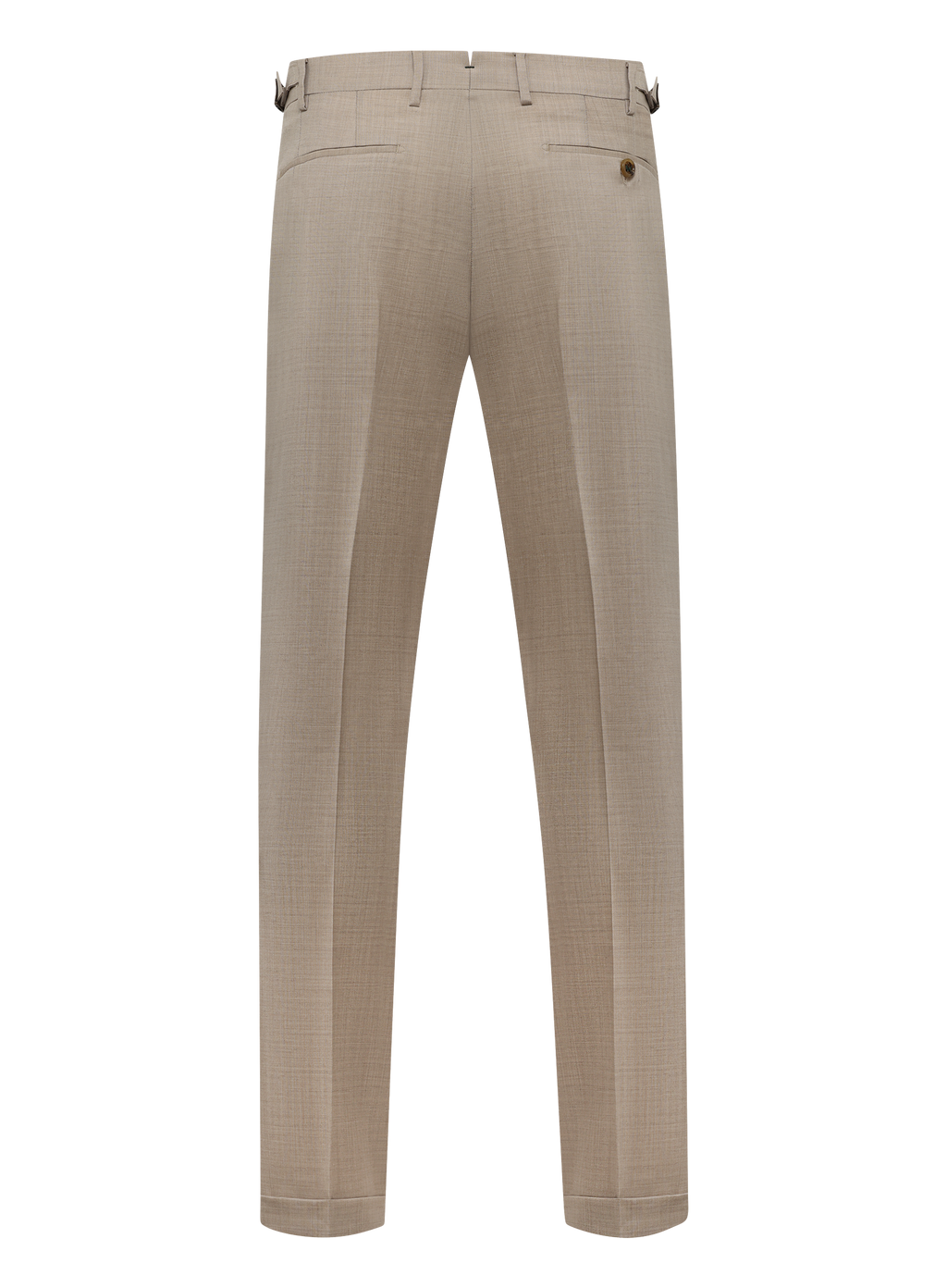 Bandplooi pantalon van scheerwol met zijspanners | Beige