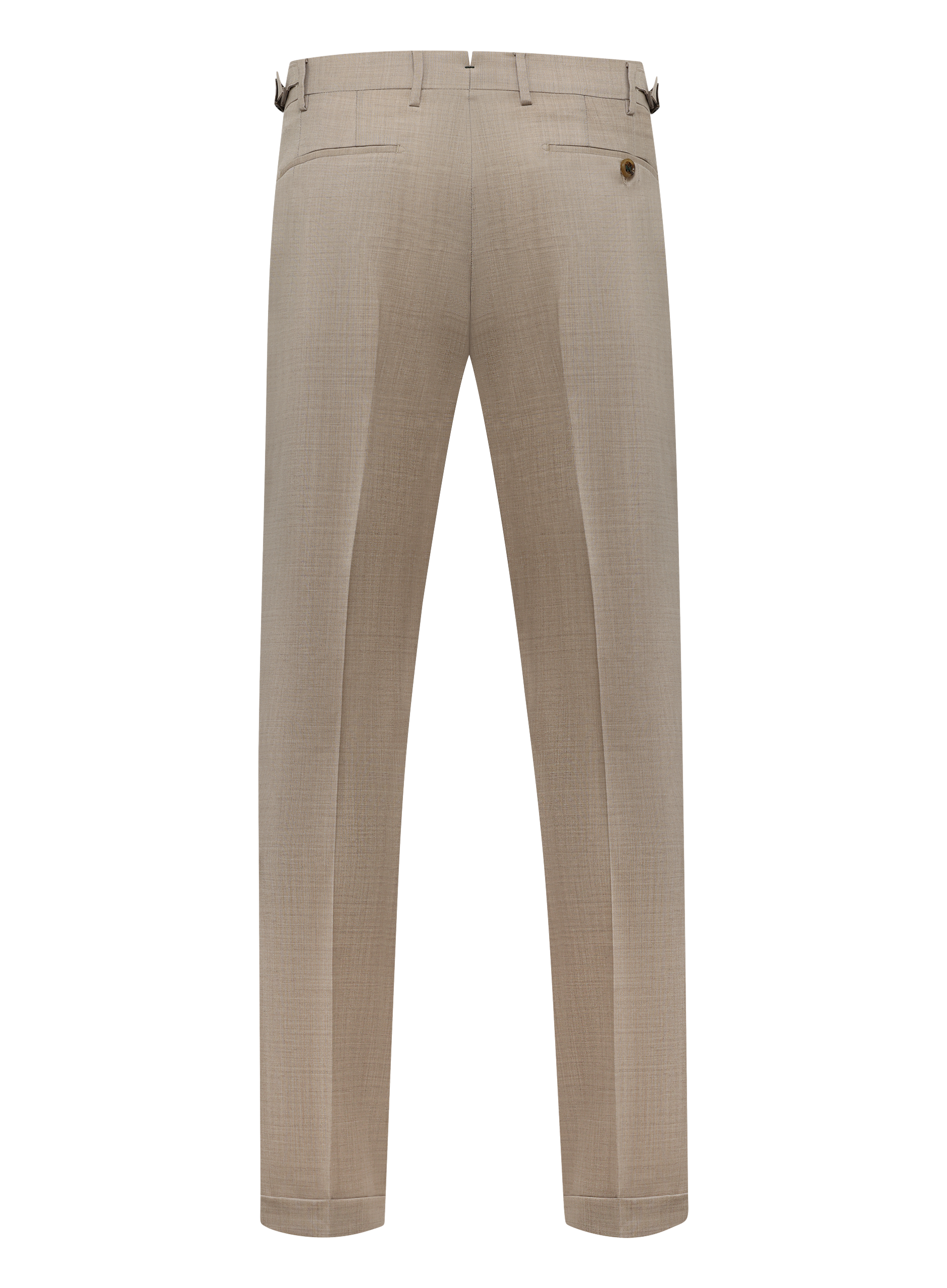 Bandplooi pantalon van scheerwol met zijspanners | Beige