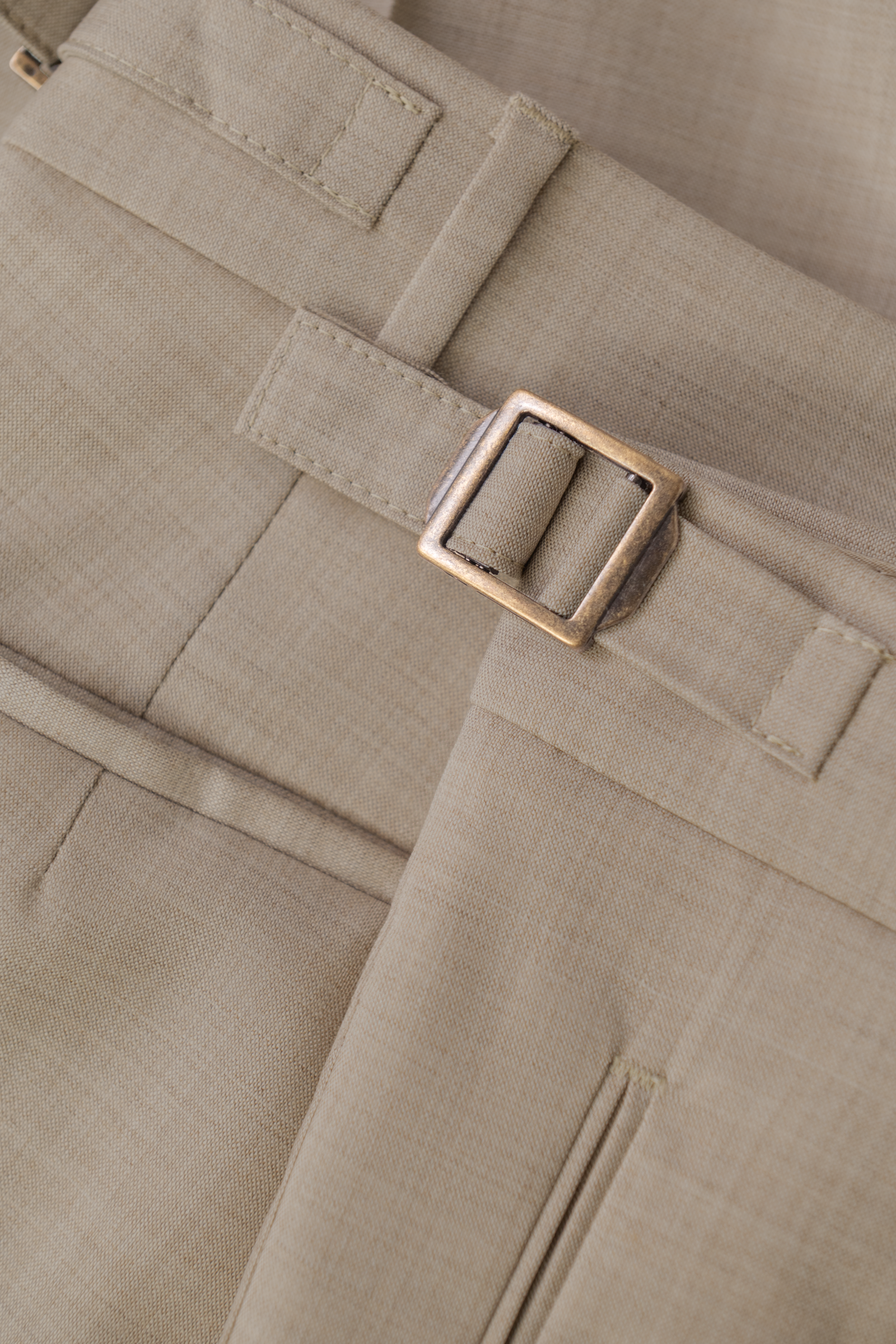 Bandplooi pantalon van scheerwol met zijspanners | FULL_WIDTH | Beige