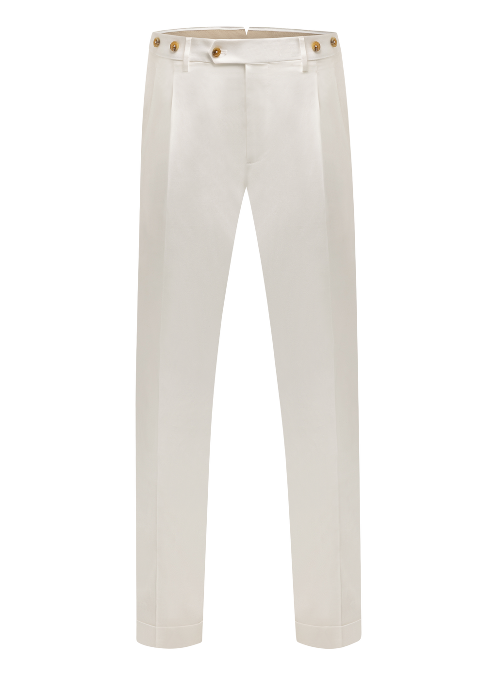 Bandplooi broek van katoen | Wit