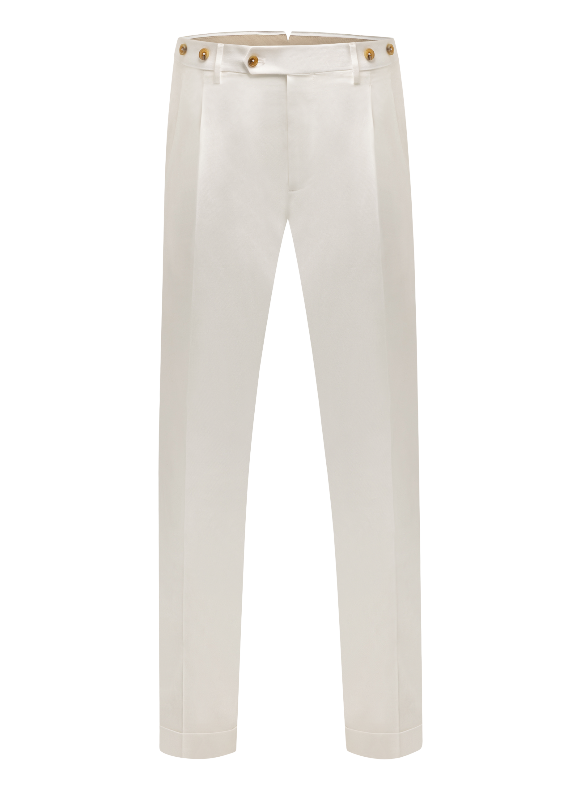 Bandplooi broek van katoen | Wit