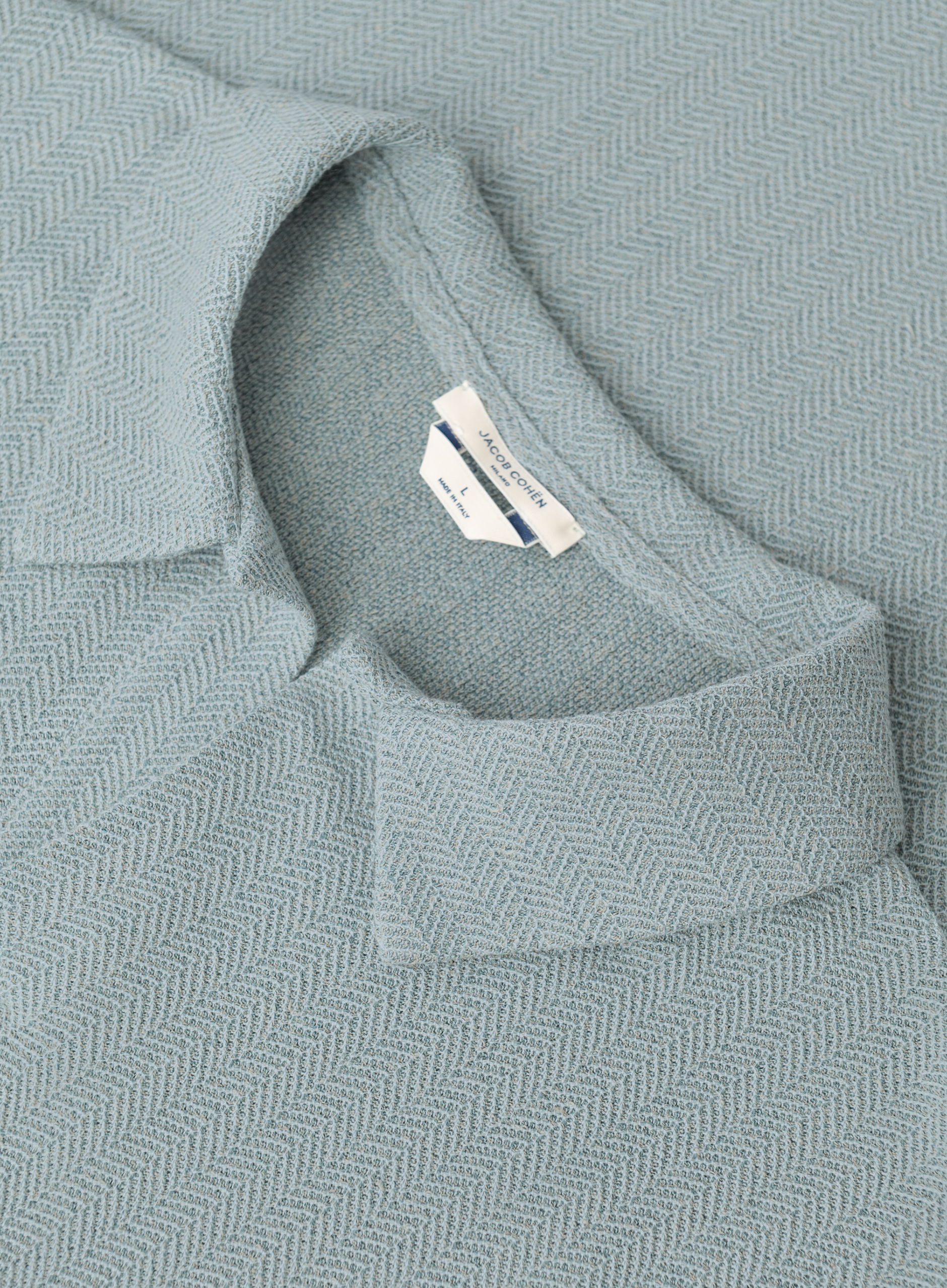 Buttonless polo van katoen en linnen | FULL_WIDTH | Turqoise