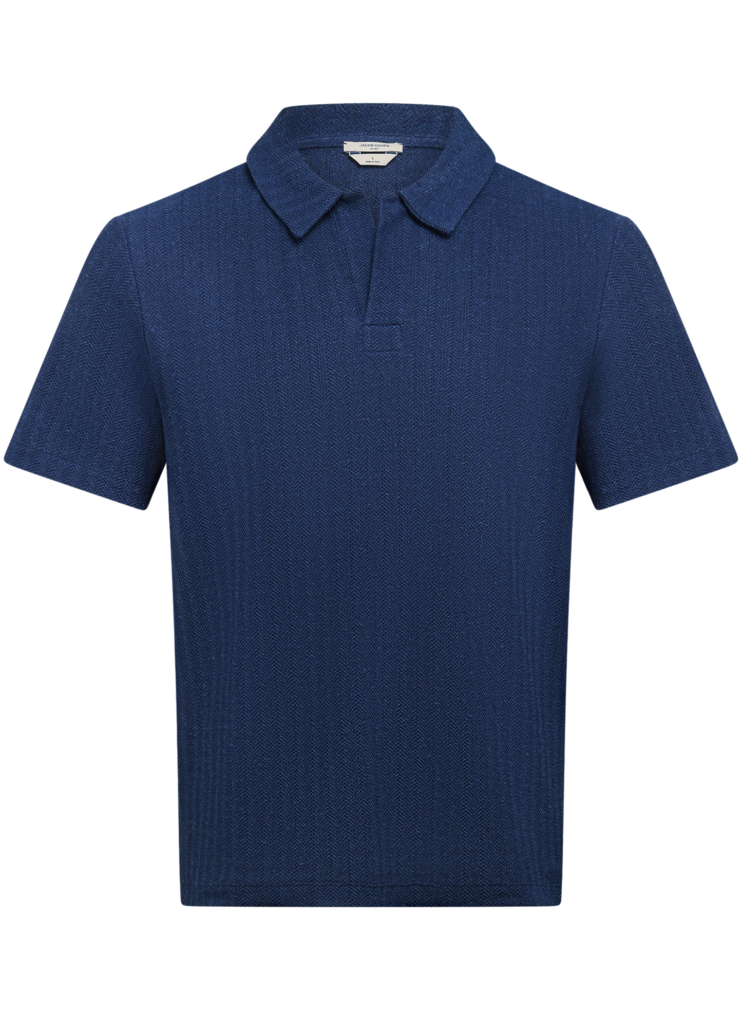 Buttonless polo van katoen en linnen | BLUE NAVY