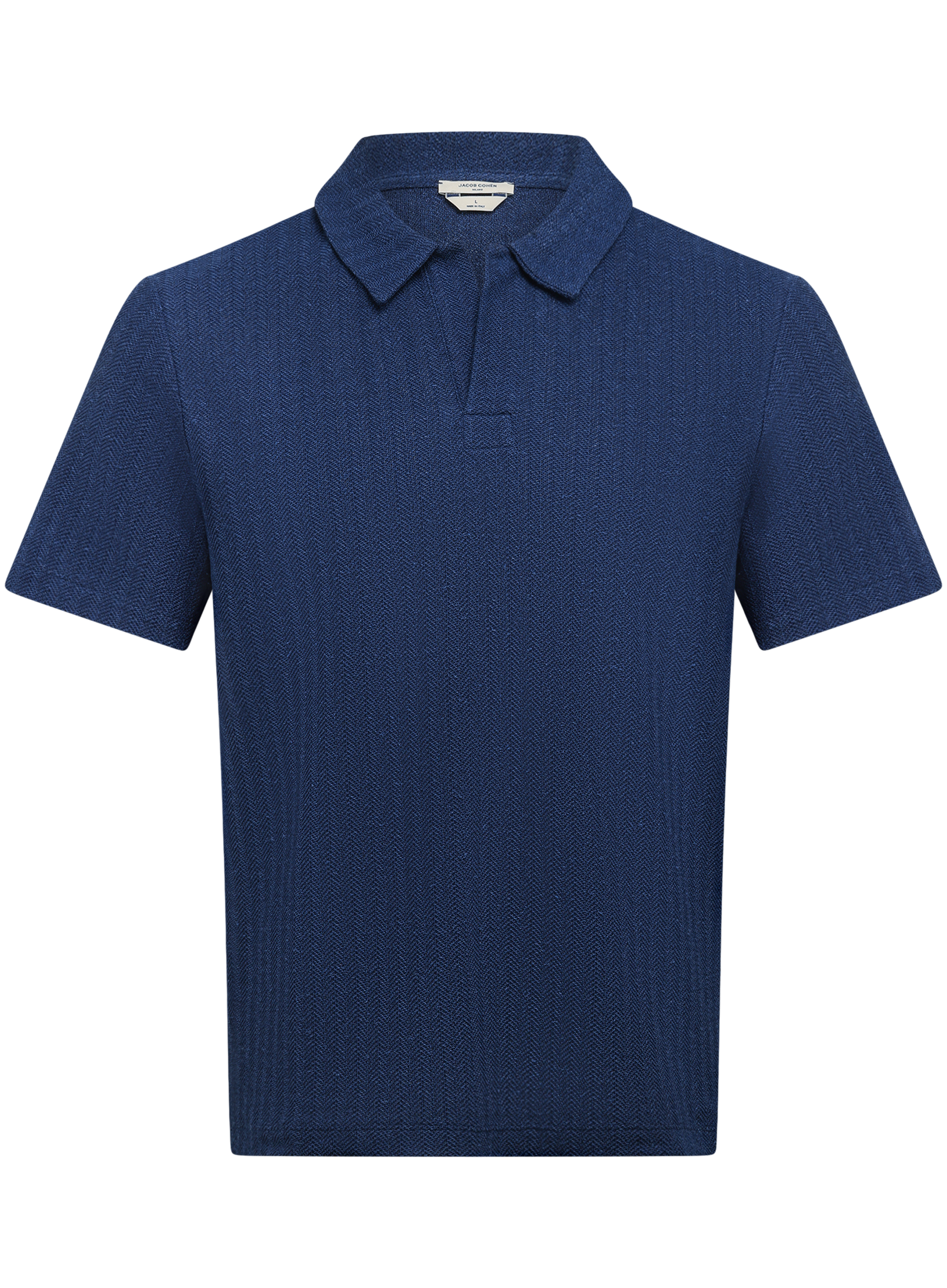Buttonless polo van katoen en linnen | BLUE NAVY