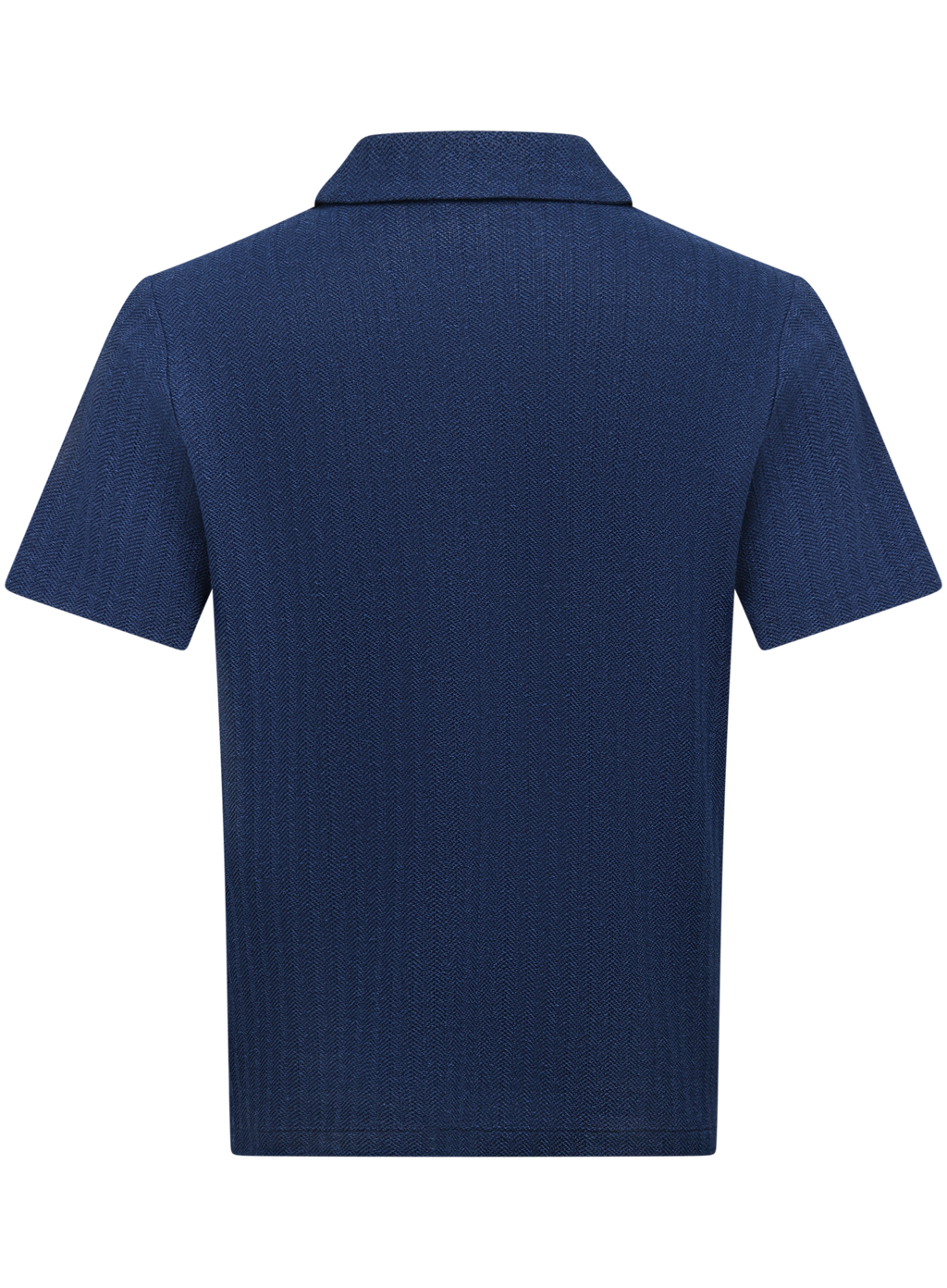 Buttonless polo van katoen en linnen | BLUE NAVY