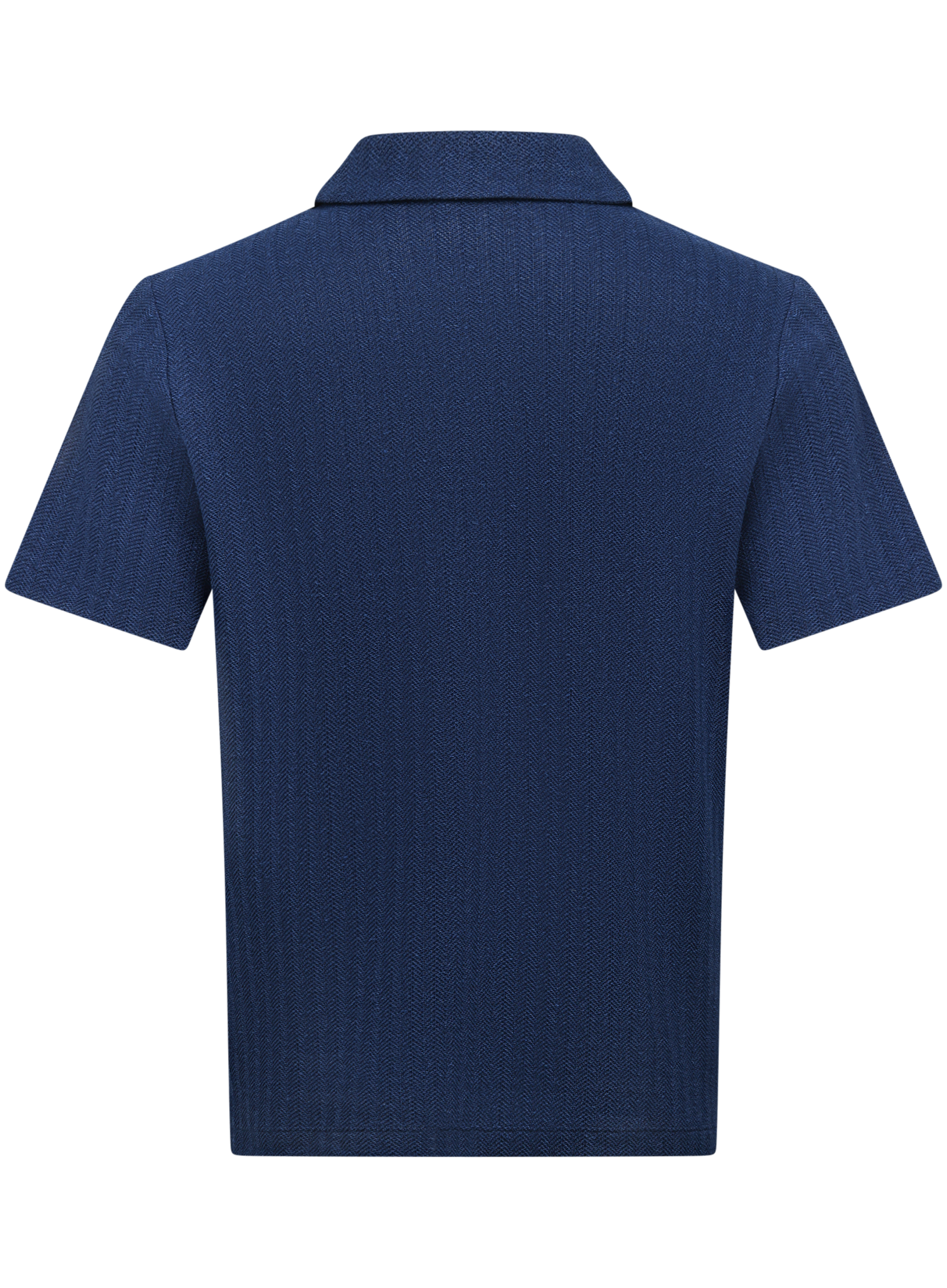Buttonless polo van katoen en linnen | BLUE NAVY