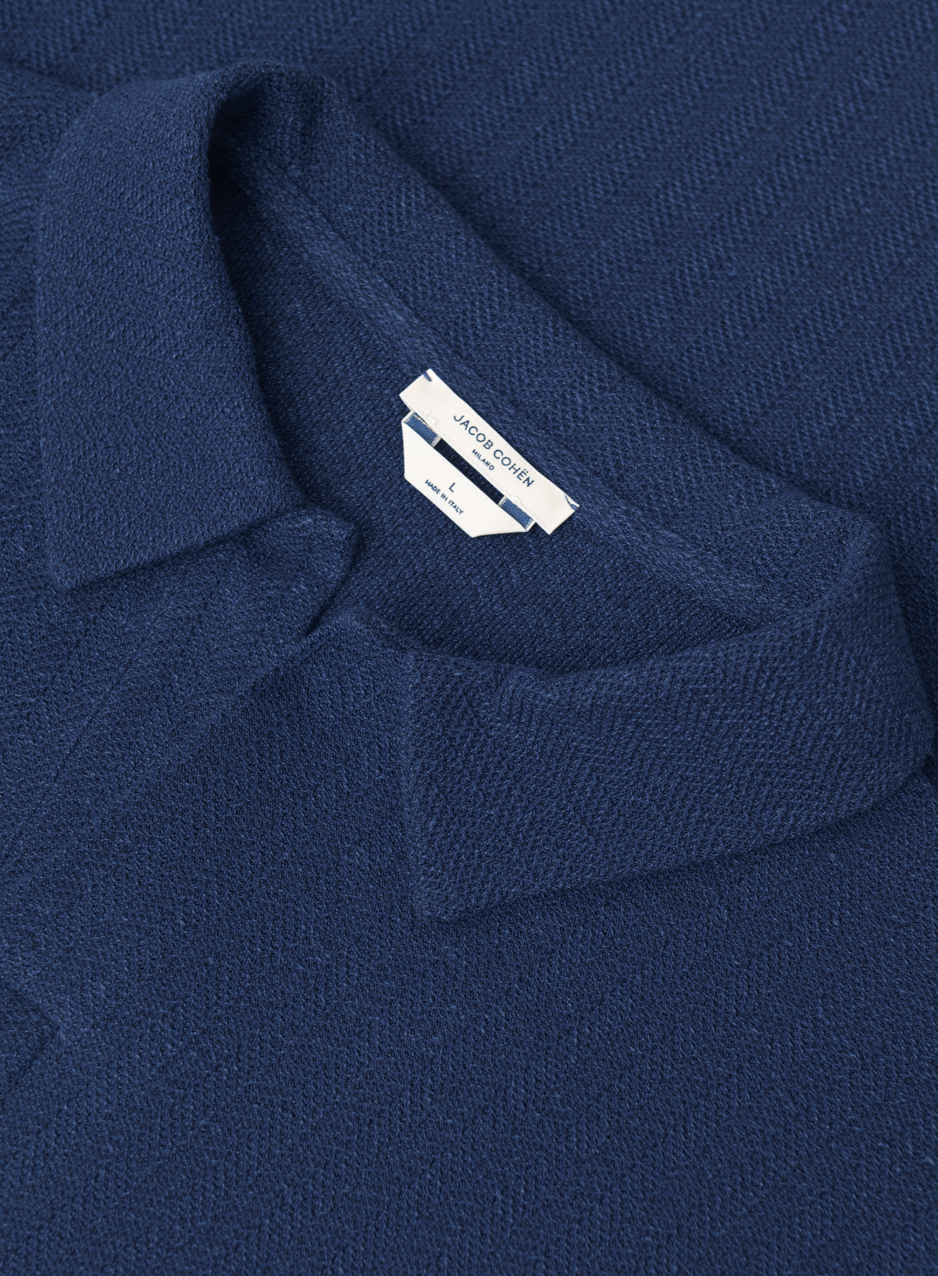 Buttonless polo van katoen en linnen | BLUE NAVY
