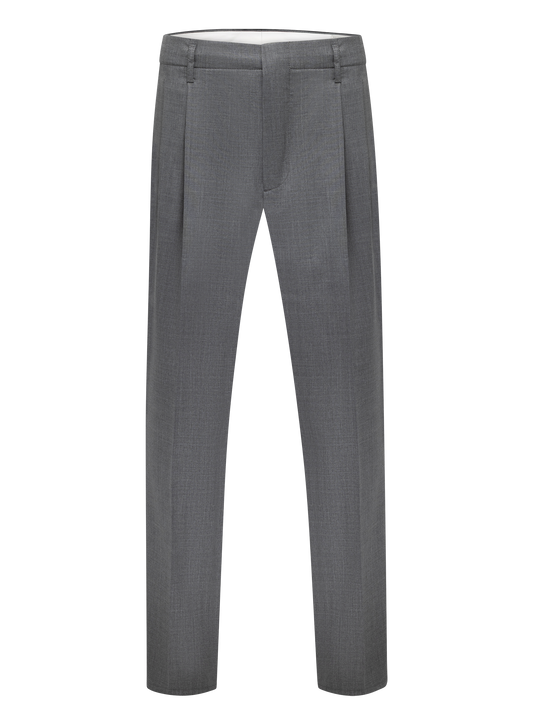 Bandplooi pantalon van scheerwol | Antraciet