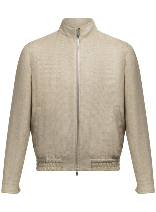 Zijden, linnen en wollen jas | FULL_WIDTH | Beige